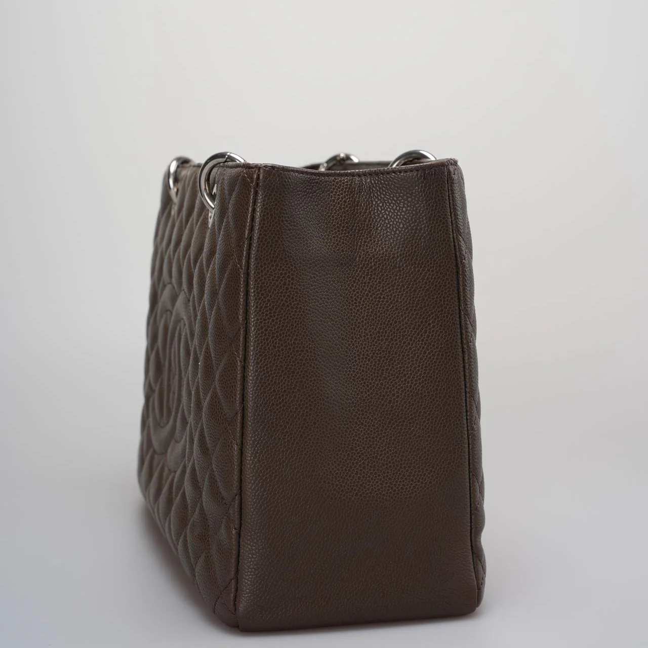 used-Chanel Brown GST Grand Shopping Tote Bag in Caviar Leather with Silver Hardware-MILOURA