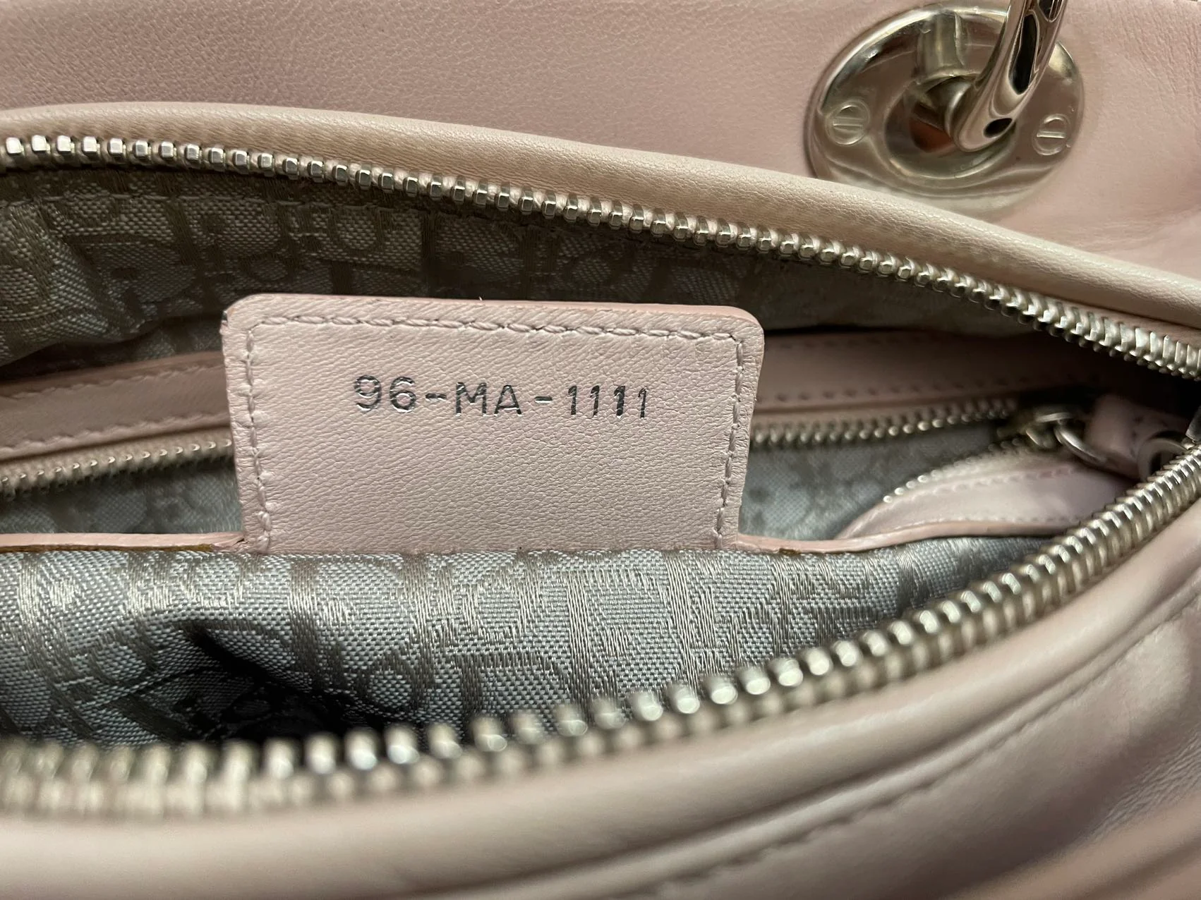 used-Christian Dior cherry blossom pink lady Dior bag in Lambskin with silver Hardware-MILOURA