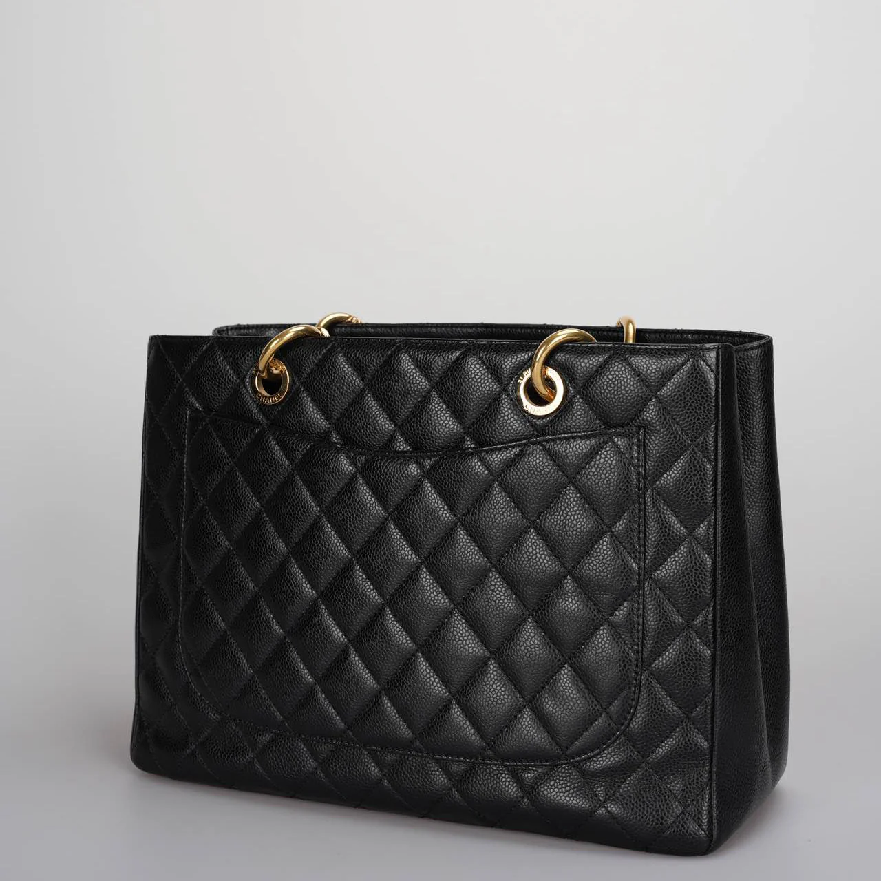 used-Chanel Grand Shopping Tote black gst Bag in Cavier Leather with gold Hardware-MILOURA