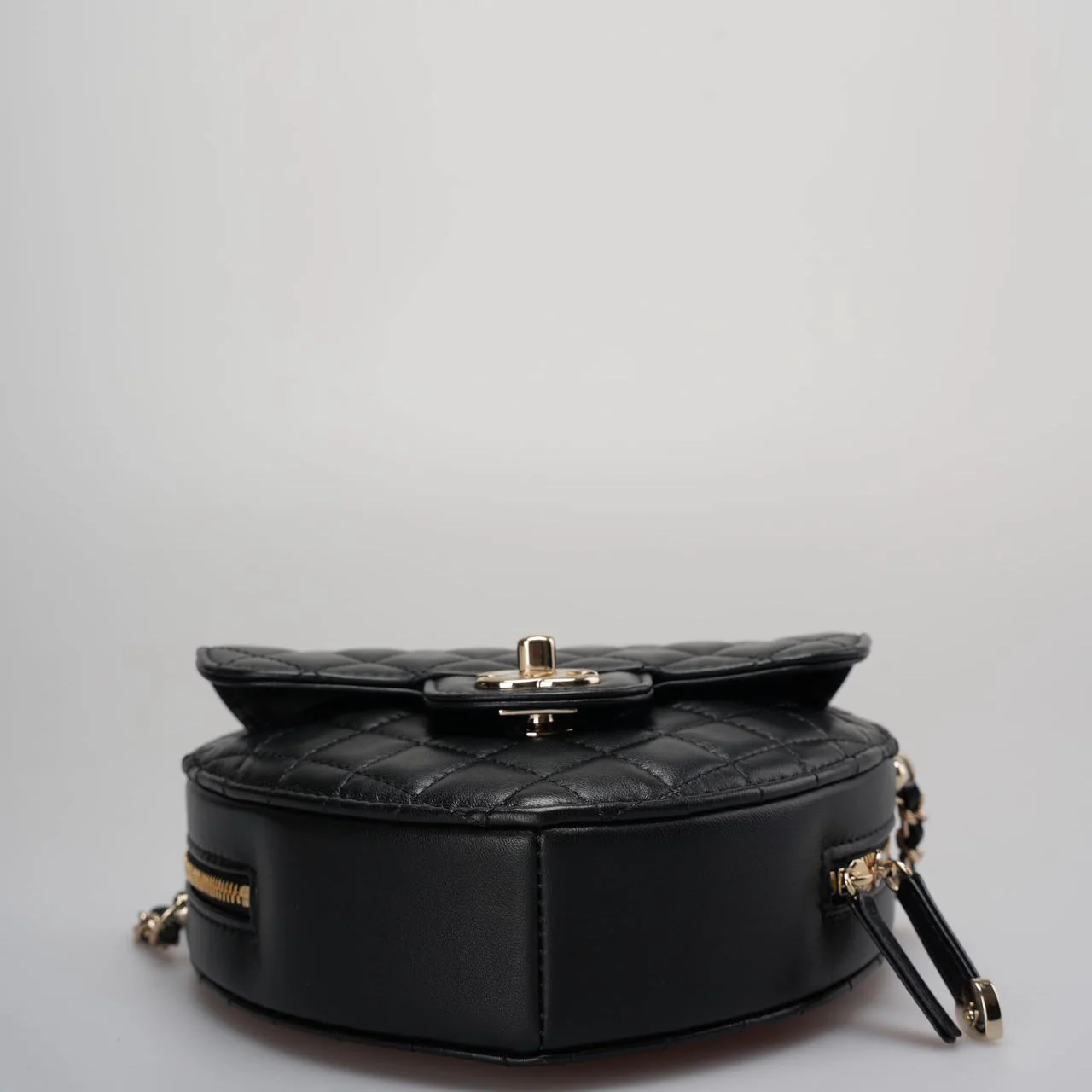 used-Chanel large heart Bag in black Quilted Lambskin cc in love with gold hardware-MILOURA