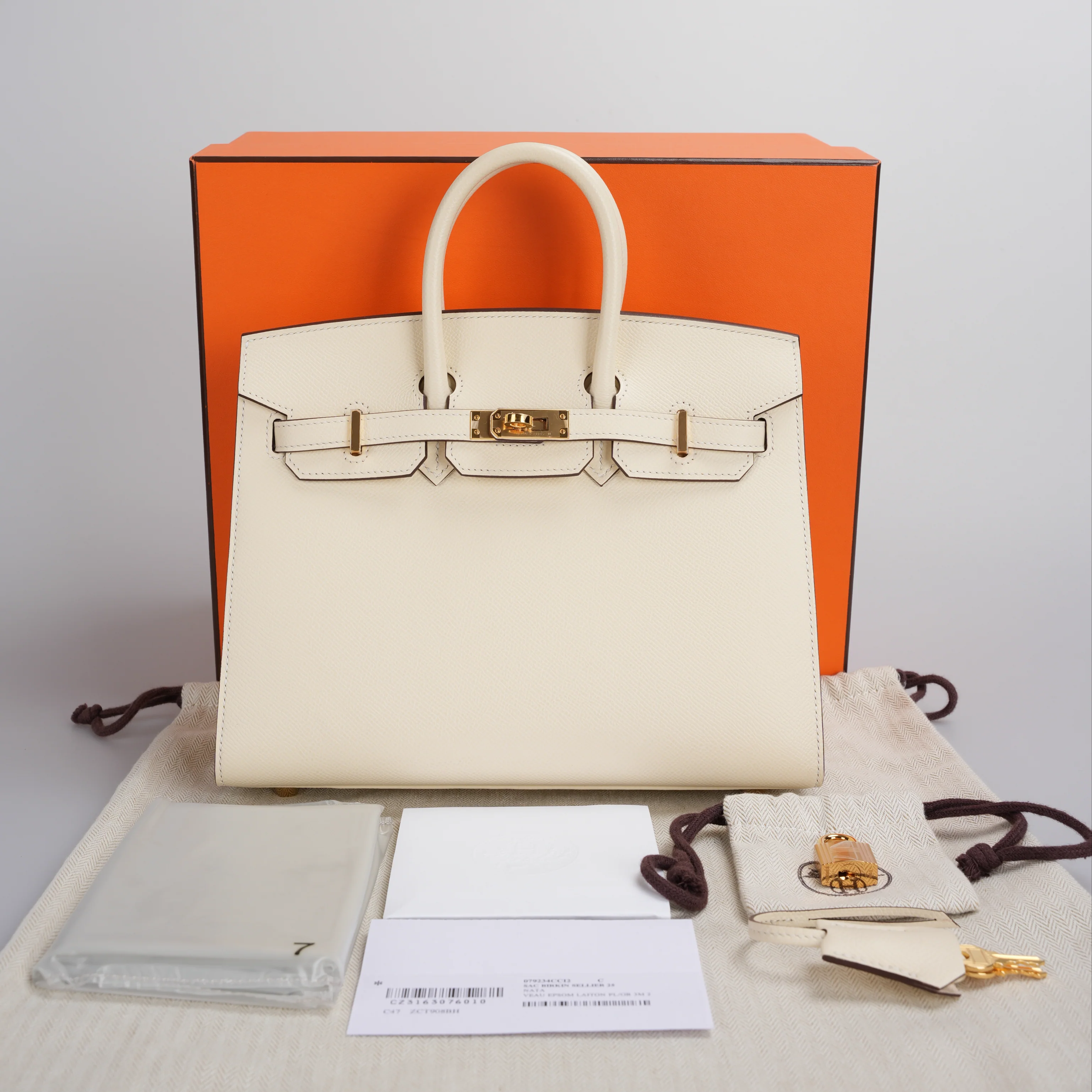 used-Hermes Birkin 25cm Sellier Bag in Nata Epsom Gold Hardware-MILOURA