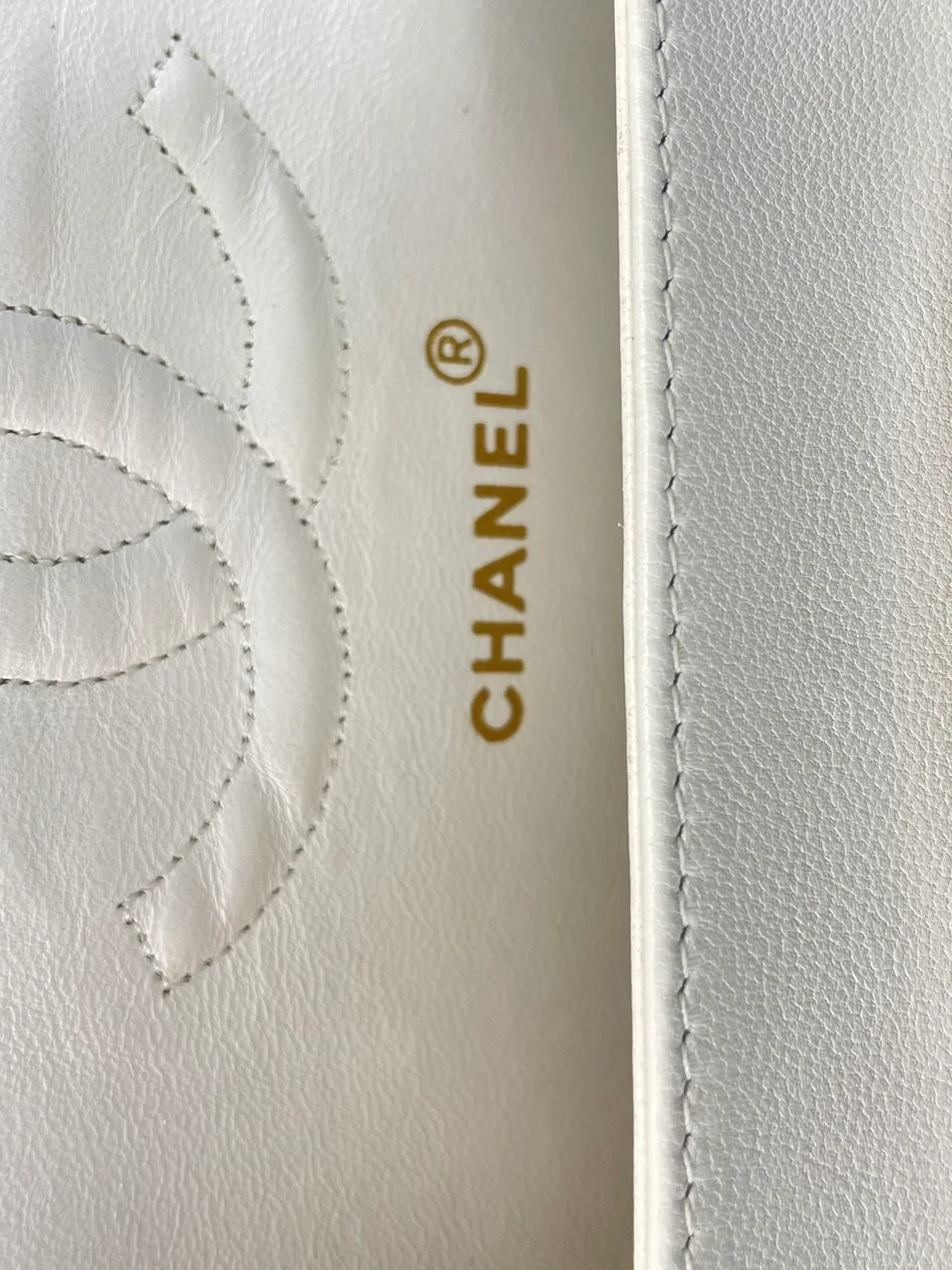 used-Chanel Vinateg White Classic Flap Bag with Gold Hardware-MILOURA