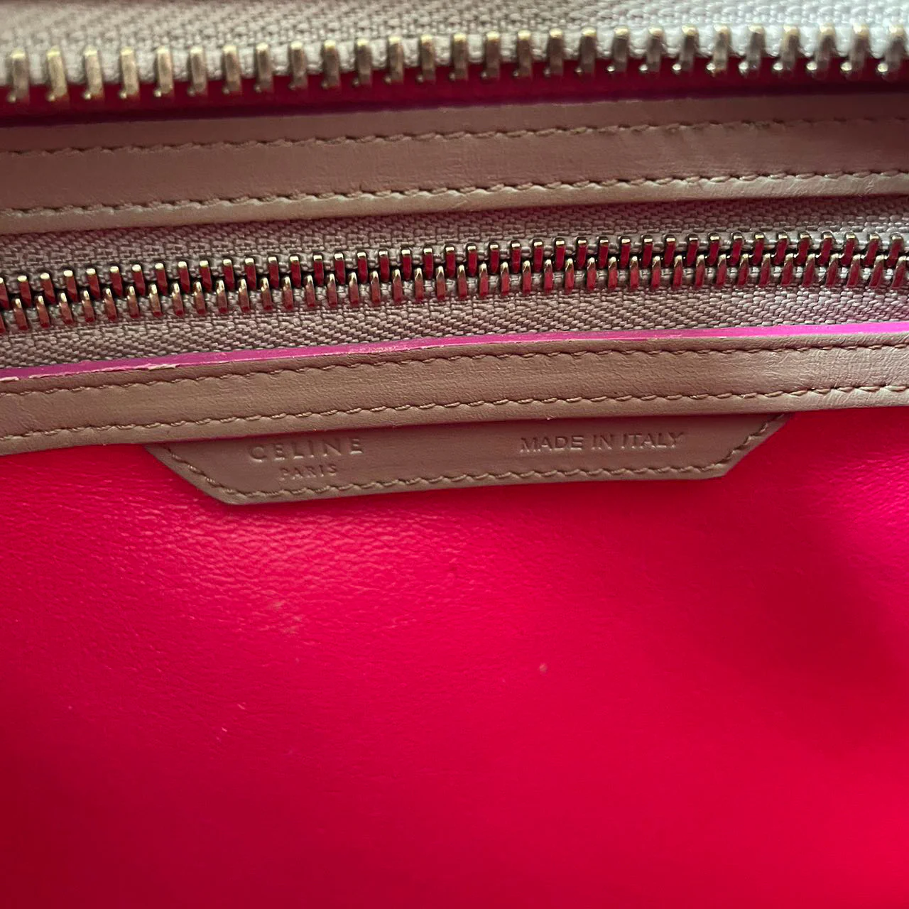 used-CELINE Calfskin Mini Luggage in Beige and Pink-MILOURA