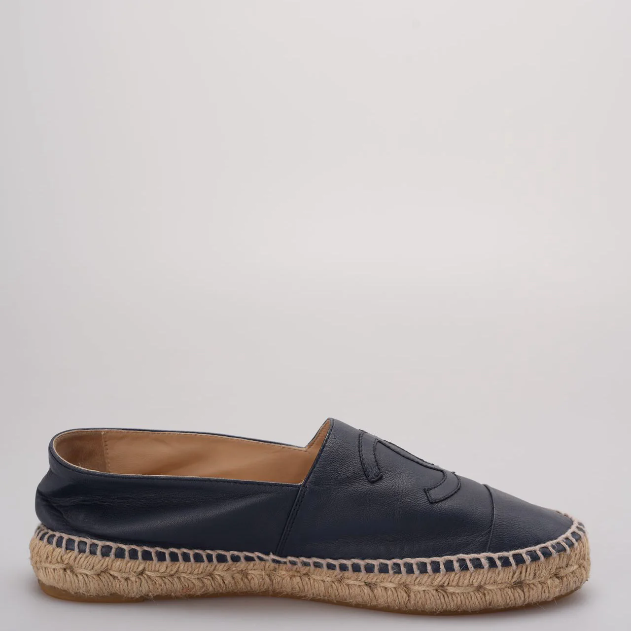 Chanel Blue Ieather CC Logo Espadrilles Size 39