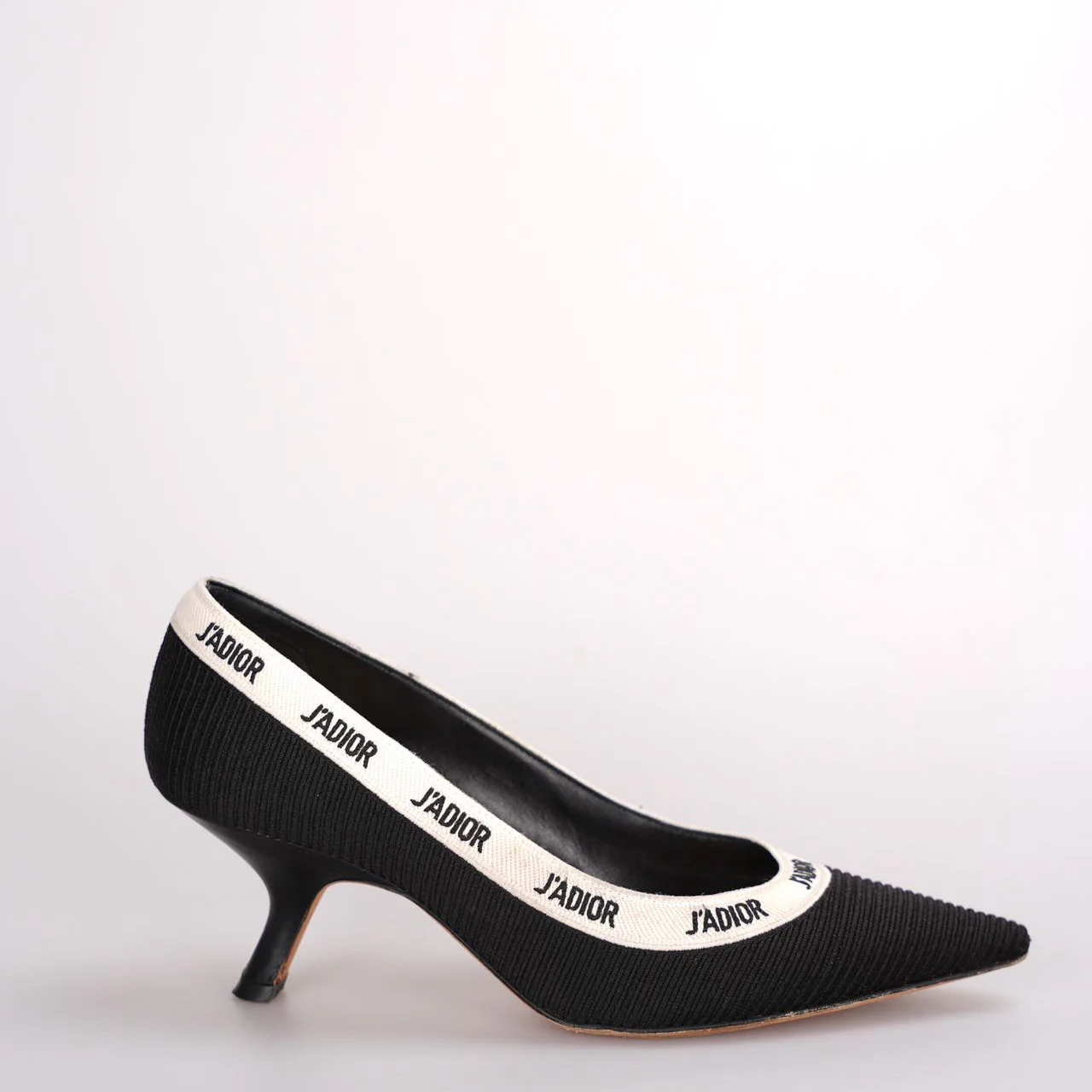 used-Christian Dior Black Canvas J'adior Pumps Size 37.5D with Beige Insole-MILOURA