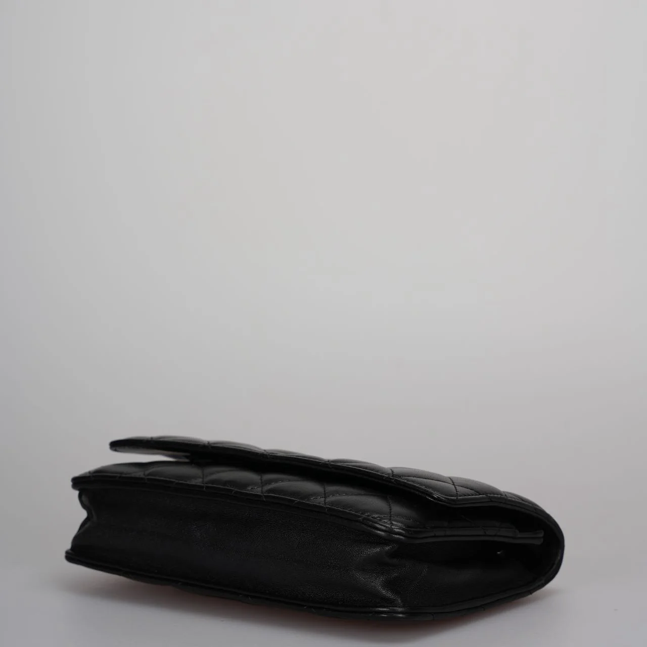 used-Chanel Black Classic WOC Lambskin Leather with Silver Hardware-MILOURA