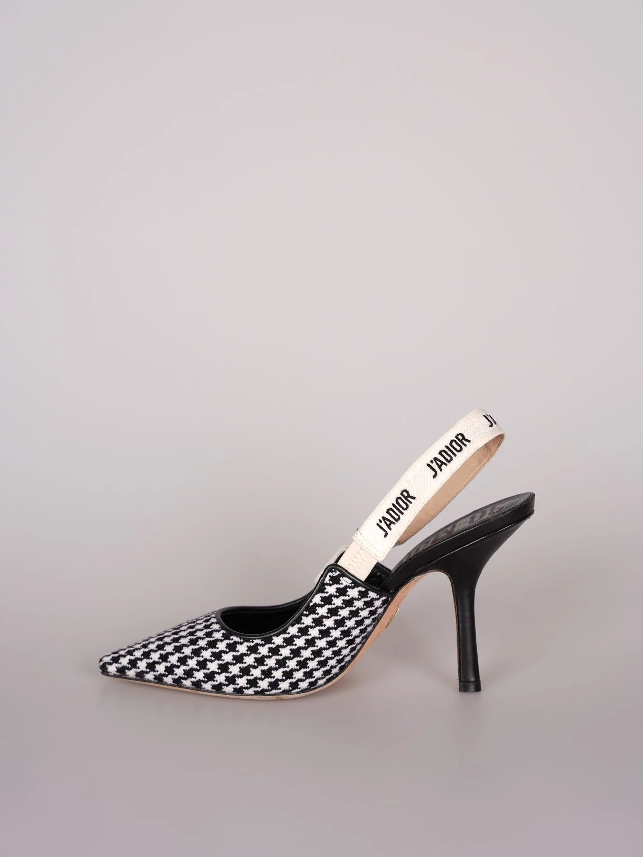 used-Dior J'Adior sandals in black and white houndstooth canvas size 38-MILOURA