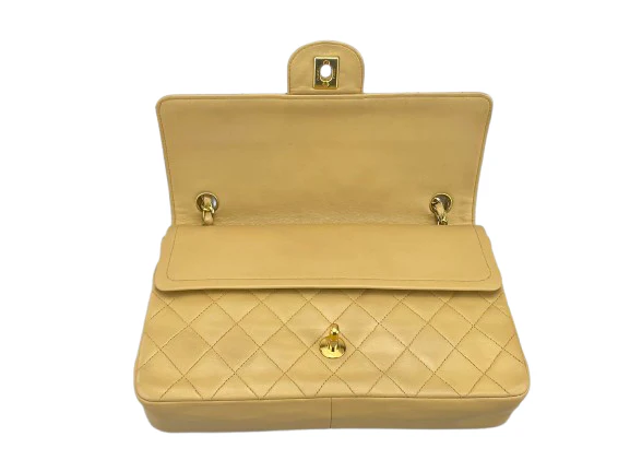 used-Chanel Beige Vintage Timeless Flap Bag Medium-MILOURA