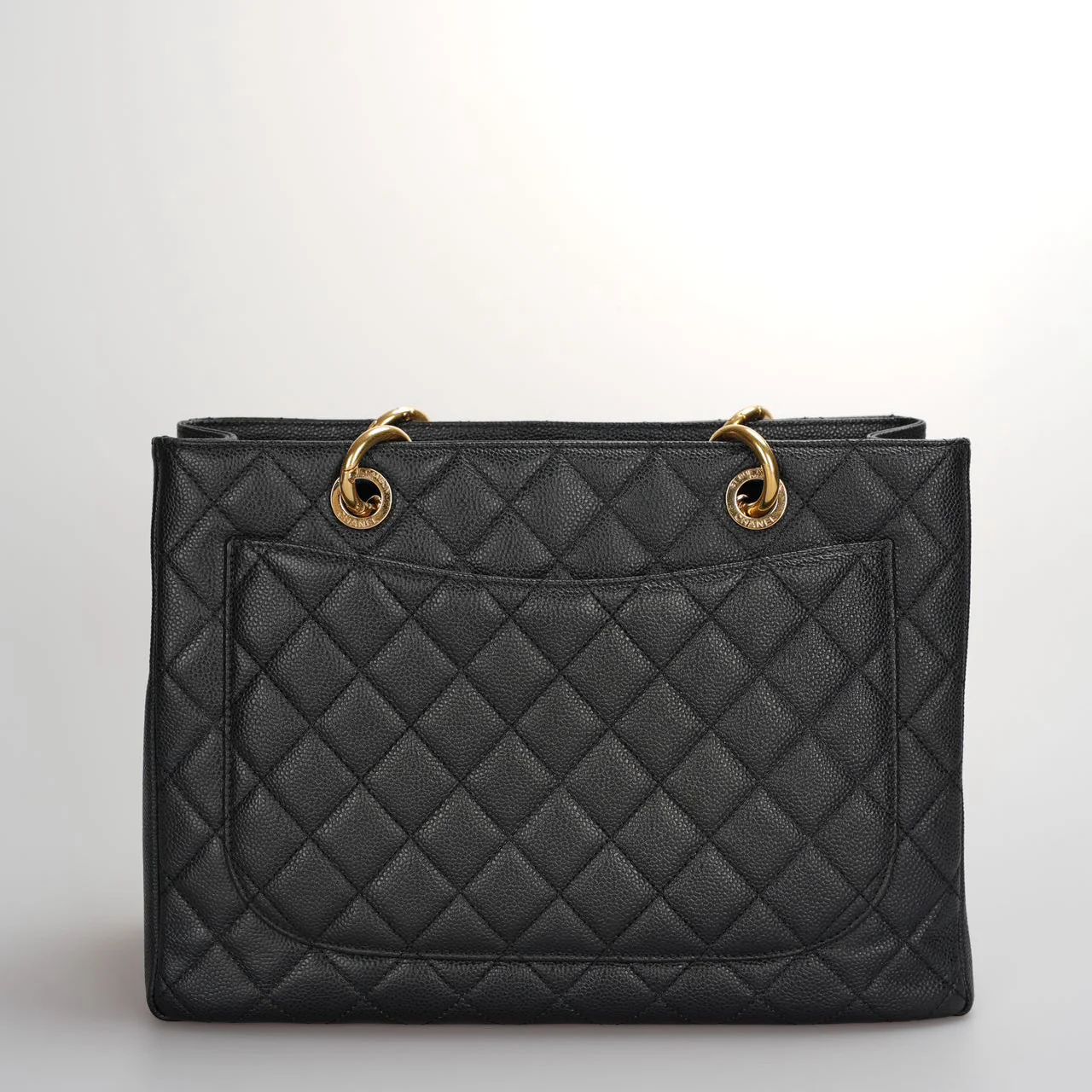 used-Chanel Black Grand Shopping Tote GST Bag in Caviar Leather with Gold Hardware-MILOURA