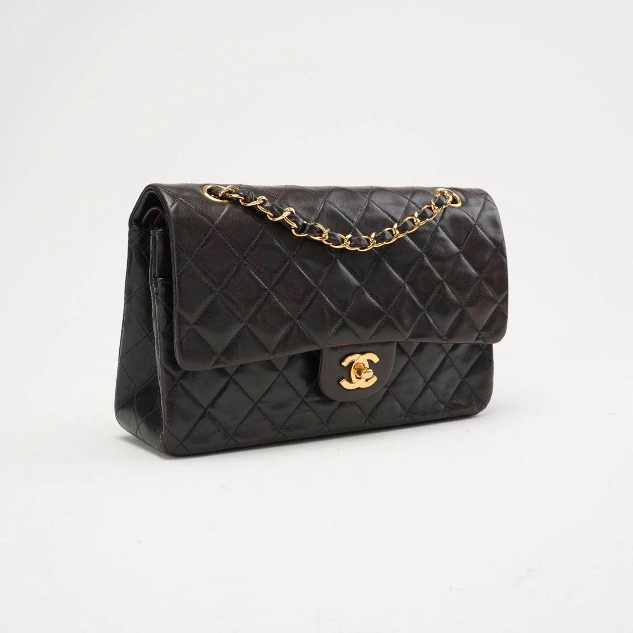 Chanel Vintage Medium Classic Double Flap Leather Black 1999