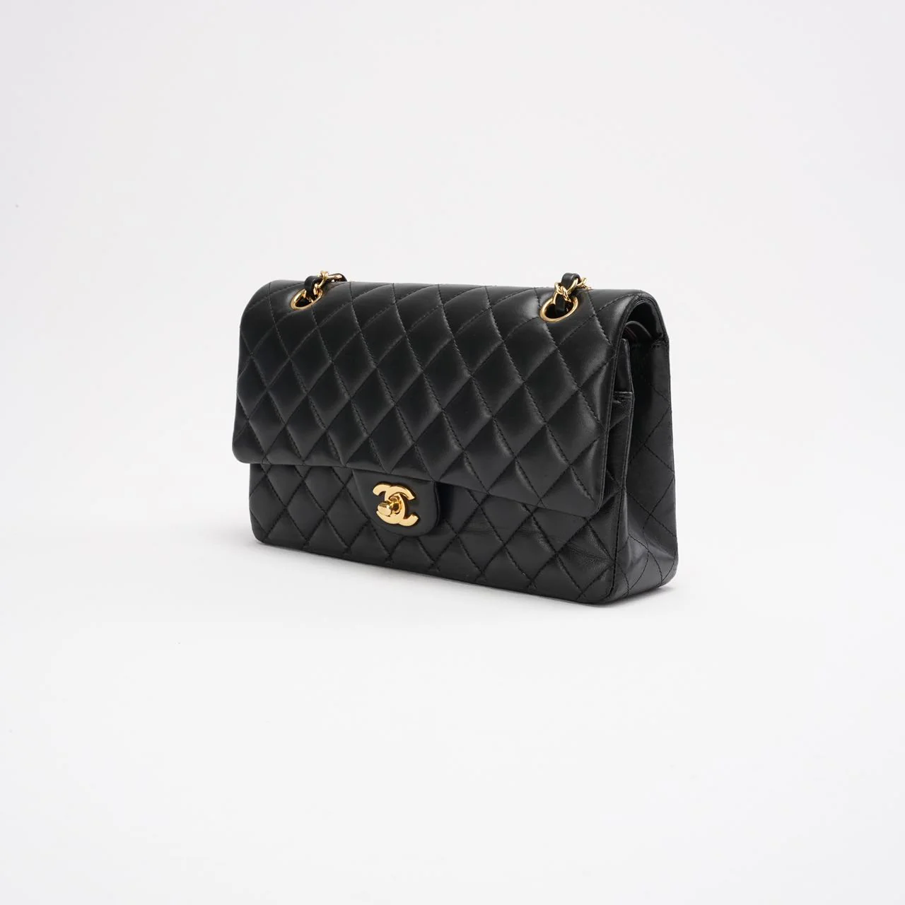 Chanel Black Medium Classic Double Flap Bag Quilted Leather 2014