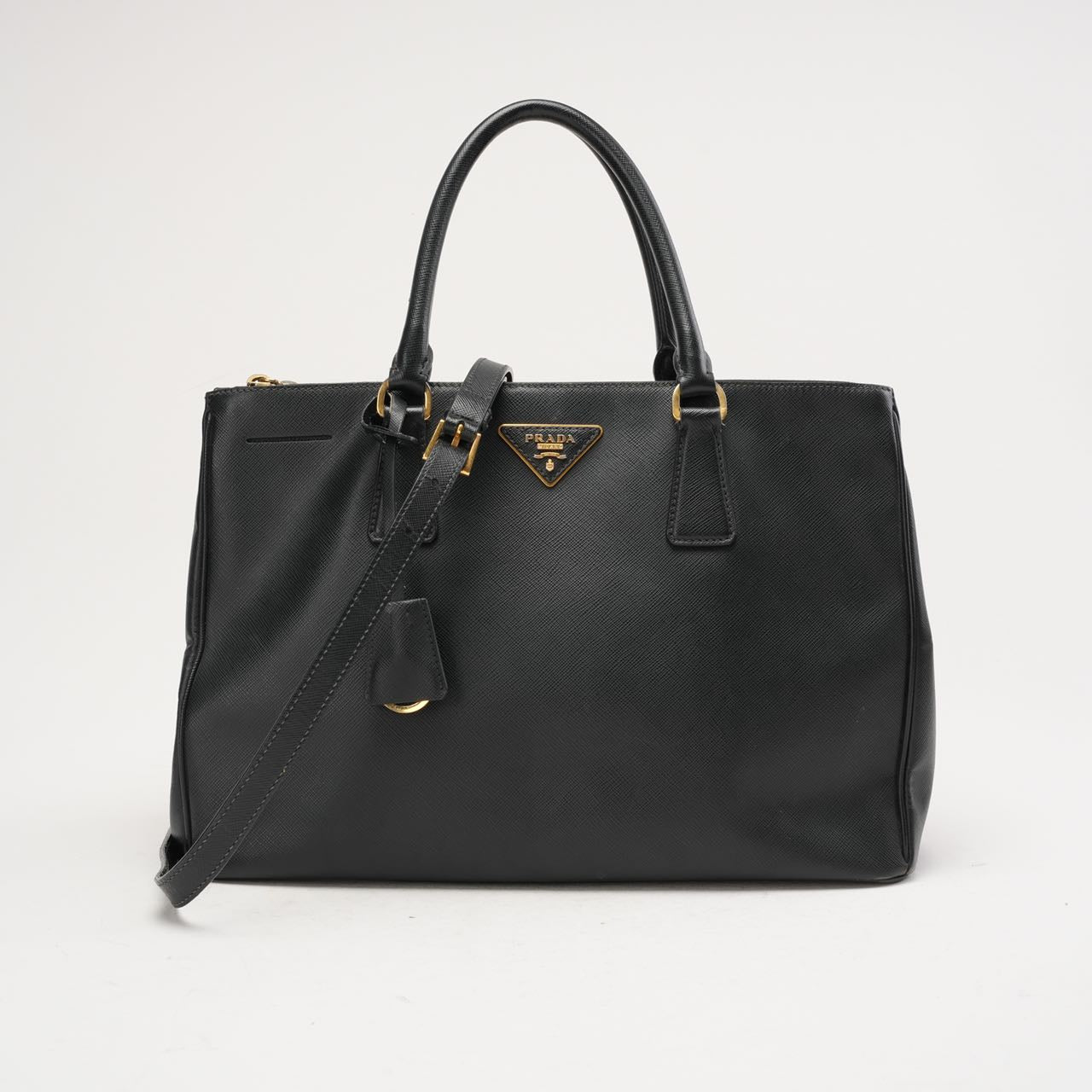 Prada Black Saffiano Medium Galleria Zip Tote Leather