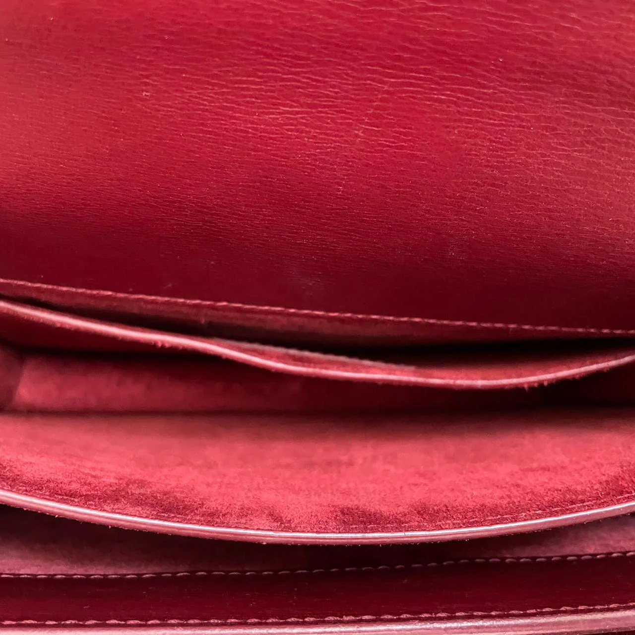 Saint Laurent Sunset Bag Burgundy Box Leder with Silver Hardware Medium