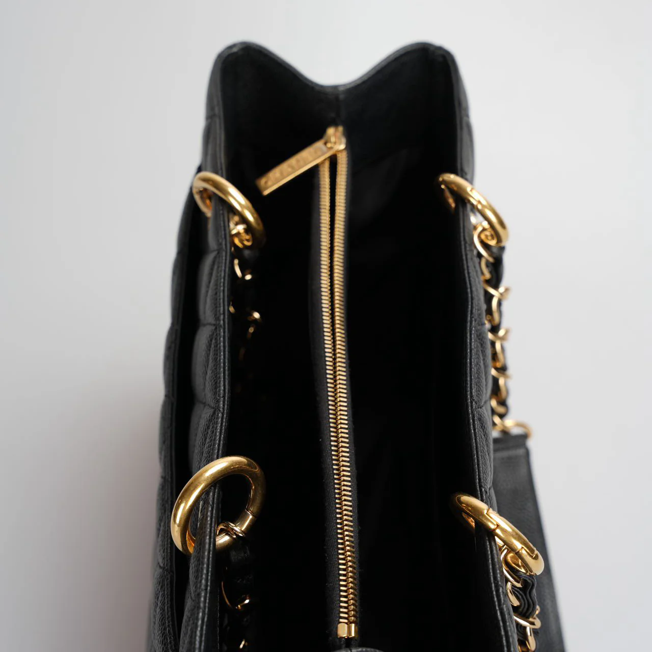 used-Chanel Black Grand Shopping Tote GST Bag in Caviar Leather with Gold Hardware-MILOURA