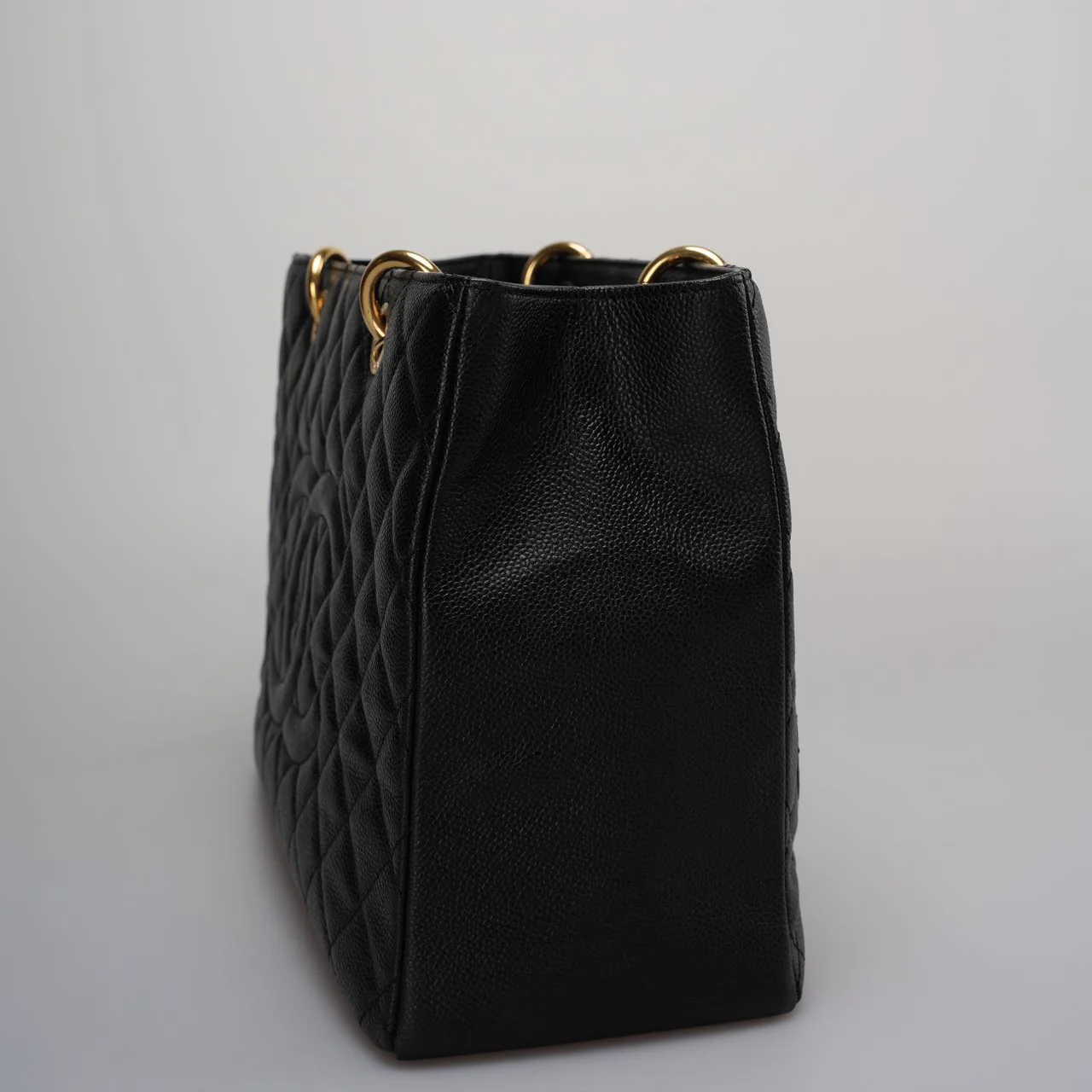 used-Chanel Medium Grand Shopping Tote Black GST Bag in Caviar Leather with Gold Hardware 2014-MILOURA