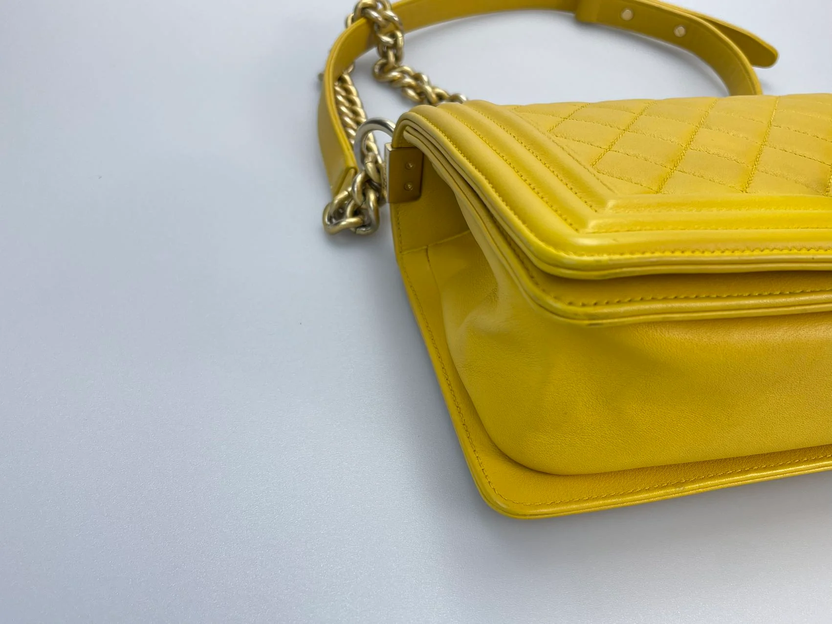 used-Chanel Leboy Medium in Lemon Yellow Bag with Gold Hardware-MILOURA