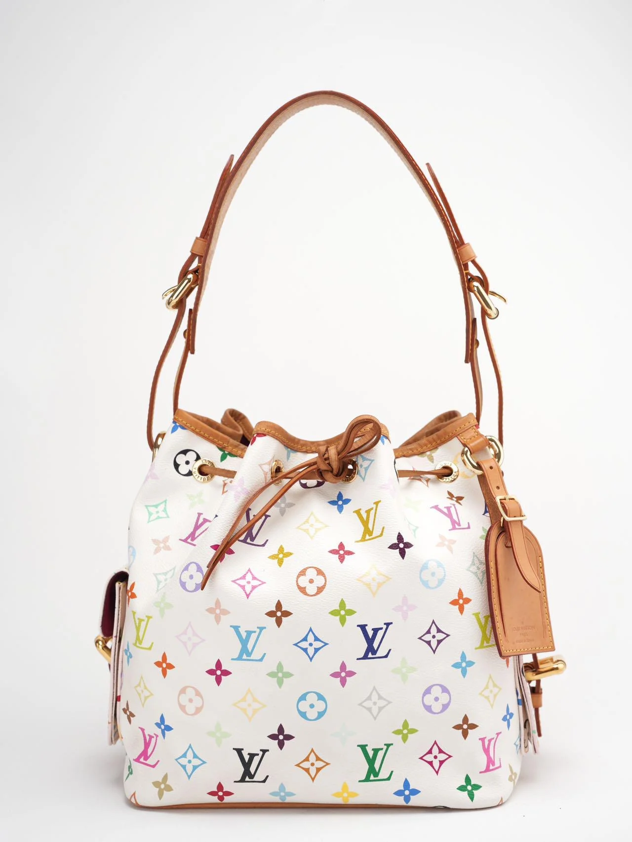 Louis Vuitton White Multicolor Takashi Murakami Bucket Canvas Bag