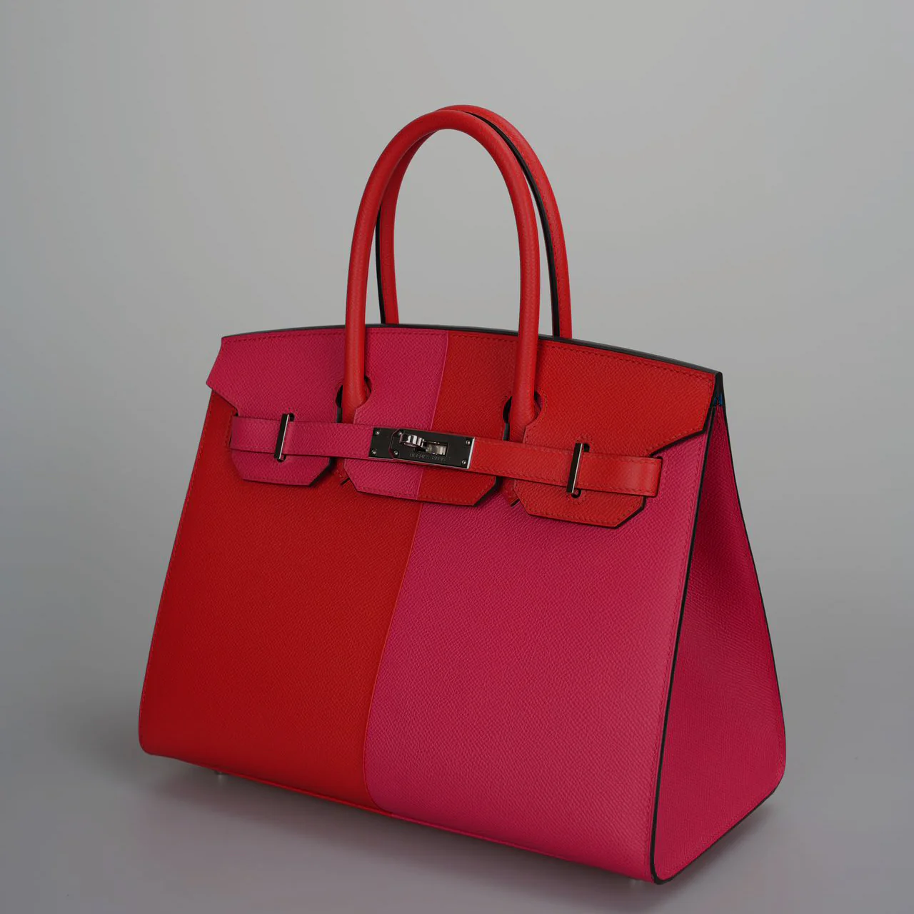 used-Hermes Epsom Casaque Birkin Sellier 30 Rouge Coeur Rose Extreme Bleu Zanziba with palladium Hardware-MILOURA