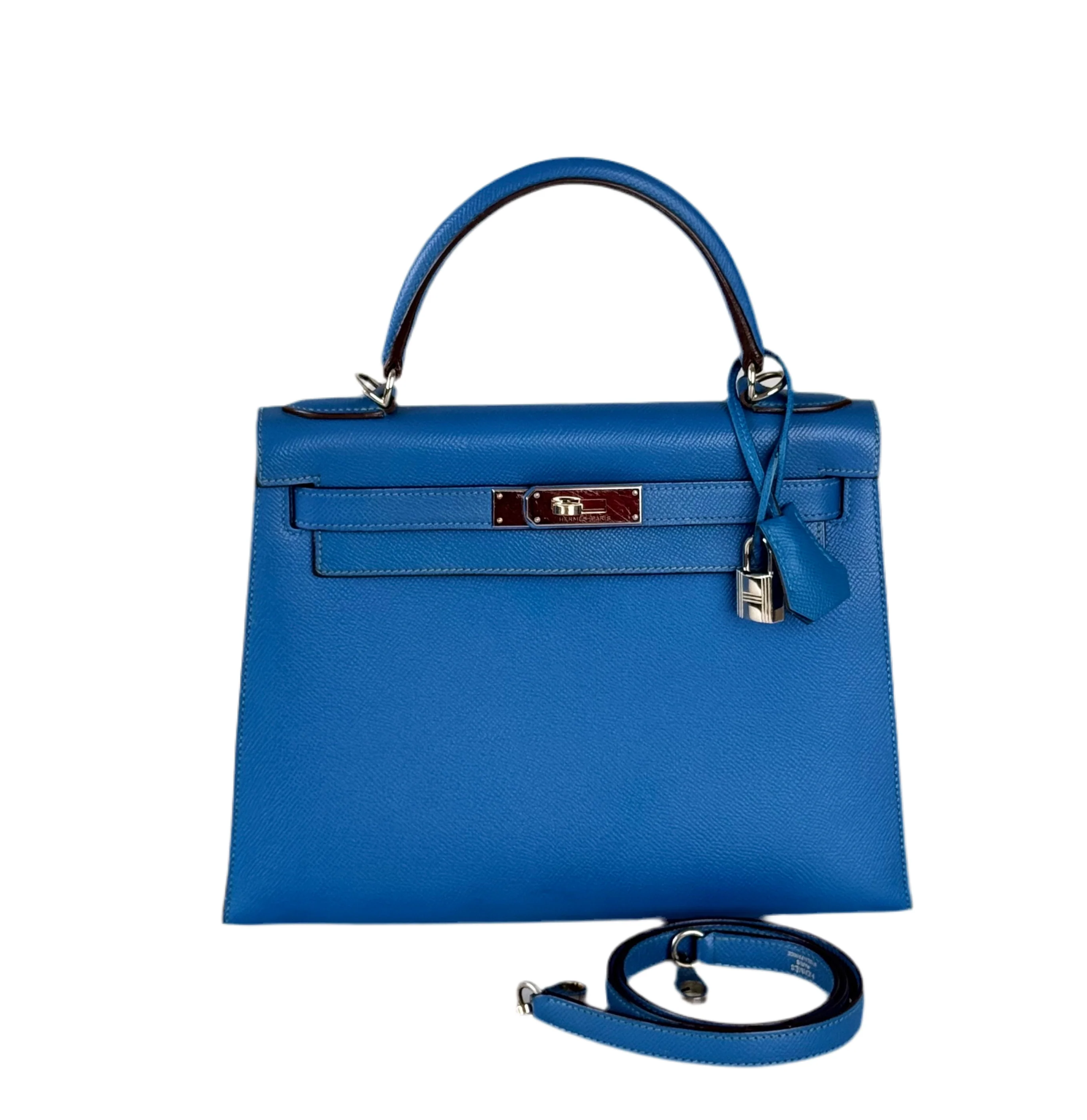 Hermes Kelly 28cm Sellier Bag In Blue Epsom Leather With Silver Hardware - Best Replica Bag Shop