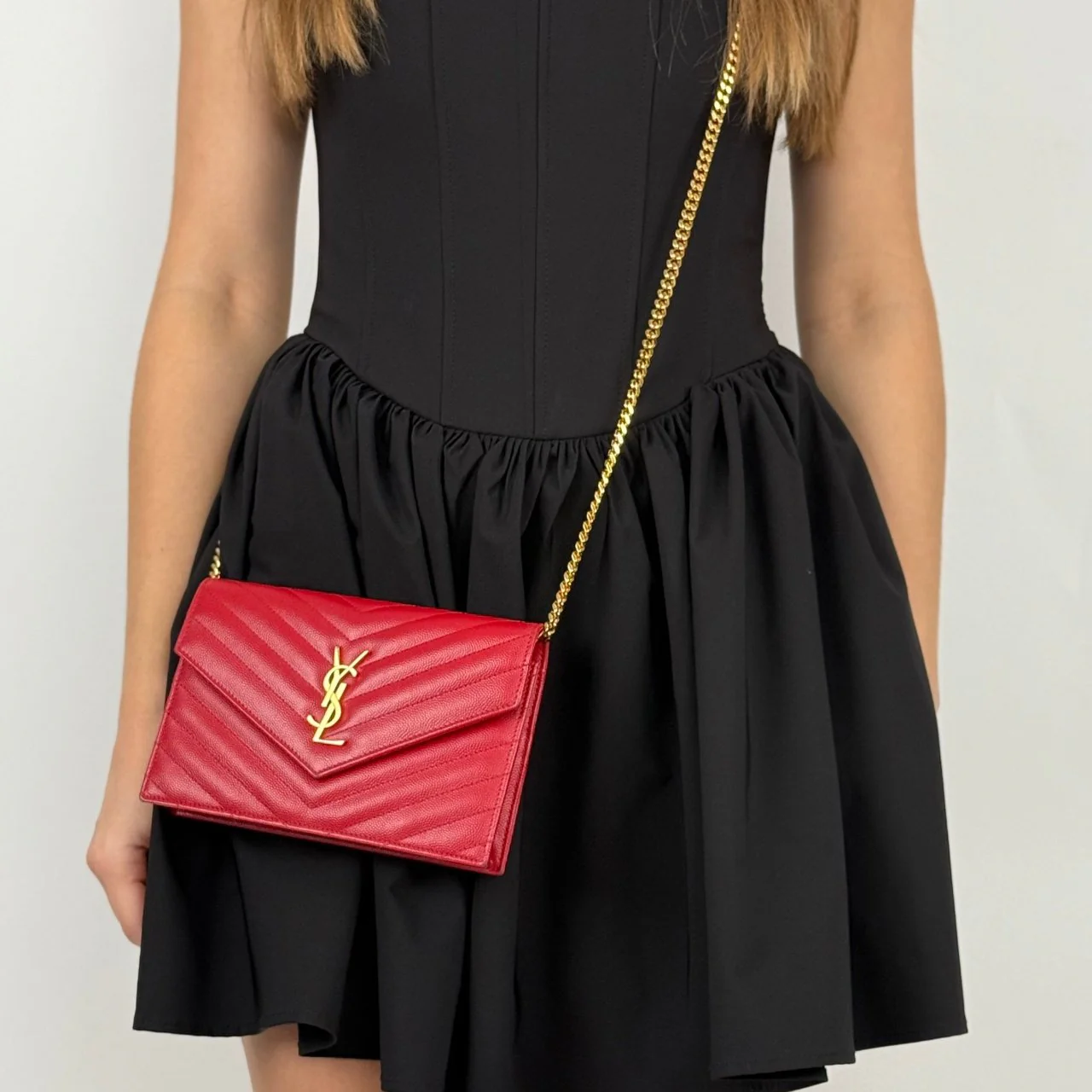 used-Saint Laurent Cassandre envelope Red Bag-MILOURA