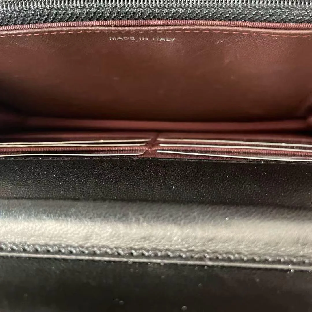 Chanel Wallet on Chain (WOC) Black Cross Body Bag Lambskin Leather Silver Hardware 2017 Inside