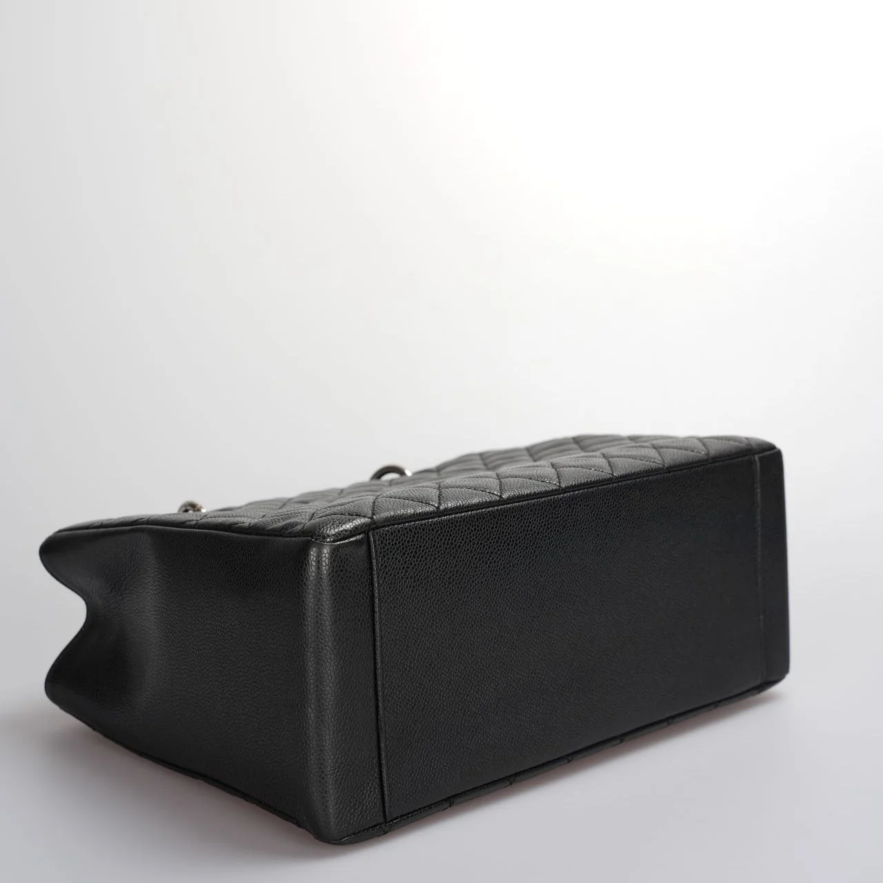 used-Chanel Black Quilted Caviar Leather GST Bag with Silver Hardware-MILOURA