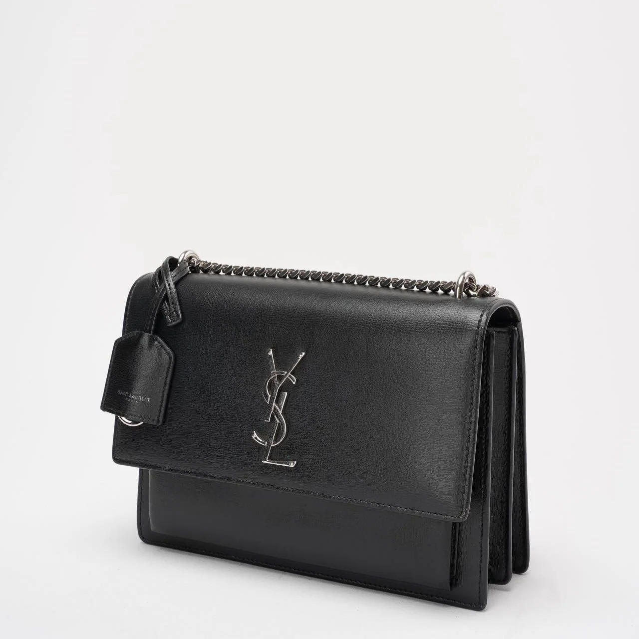 Saint Laurent Black Calfskin Medium Monogram Sunset