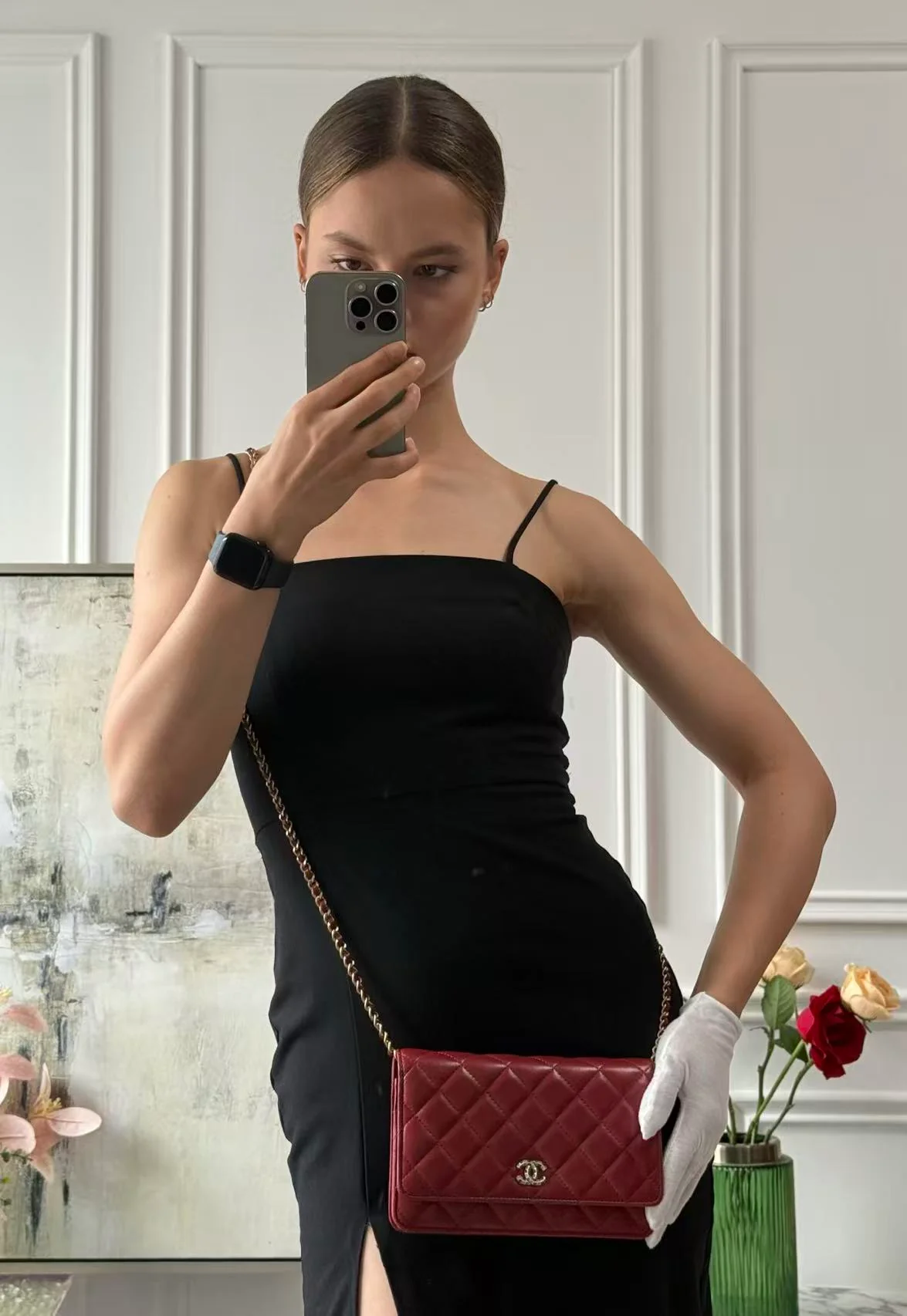 Chanel Wallet on Chain Red Enamel Buckle Classic Woc