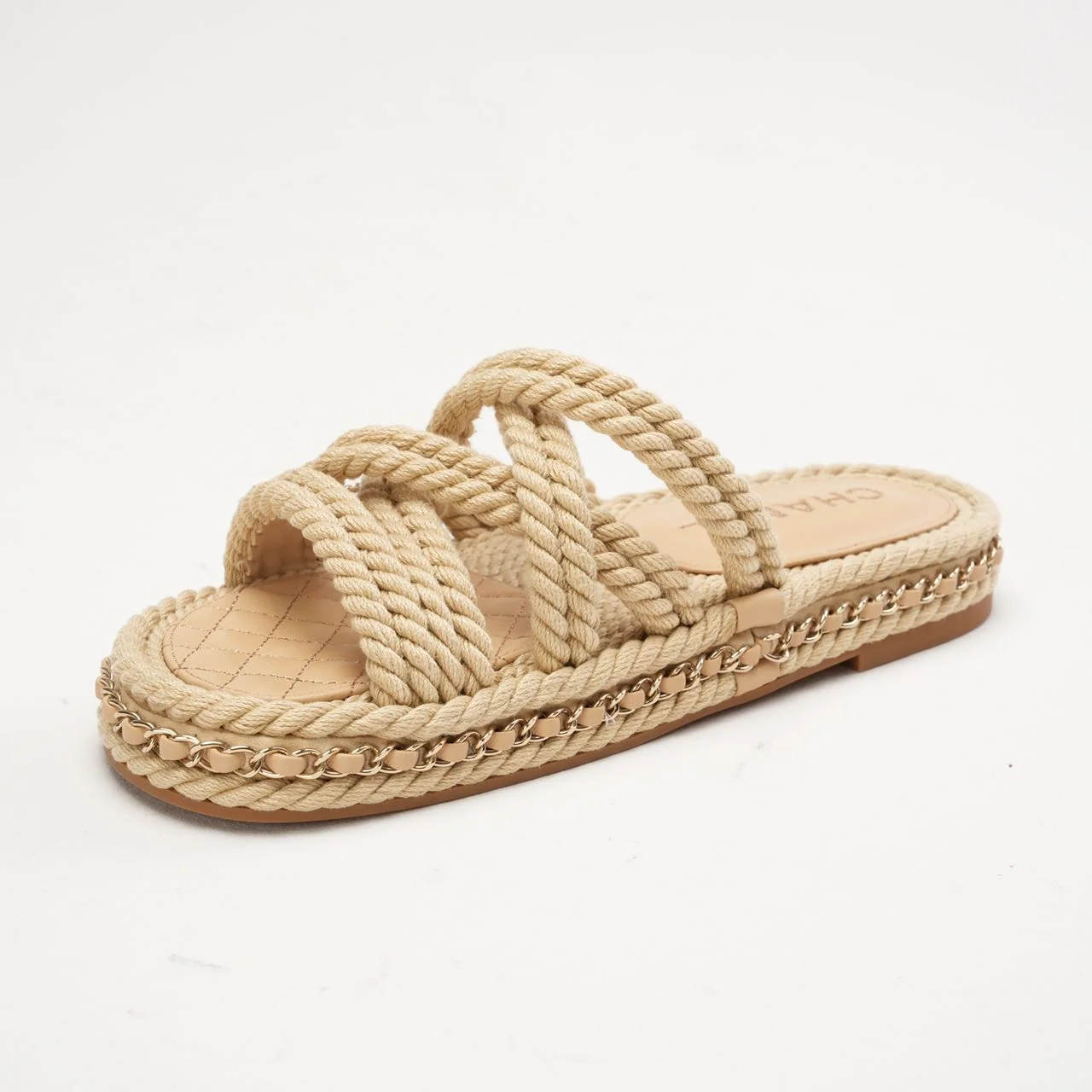 Chanel Coco Mark Mulas Beige Dad Sandals Size 38