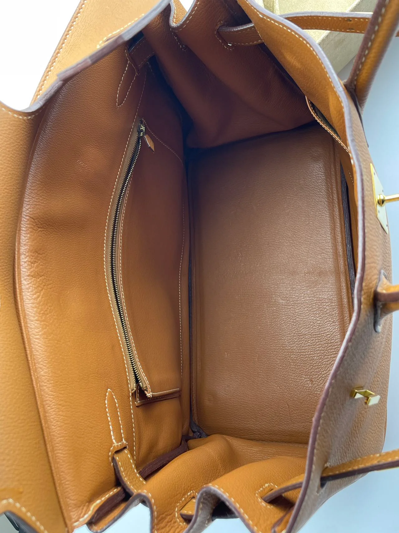 used-Hermes pre-owned Birkin 35 in gold vintage Togo leather-MILOURA