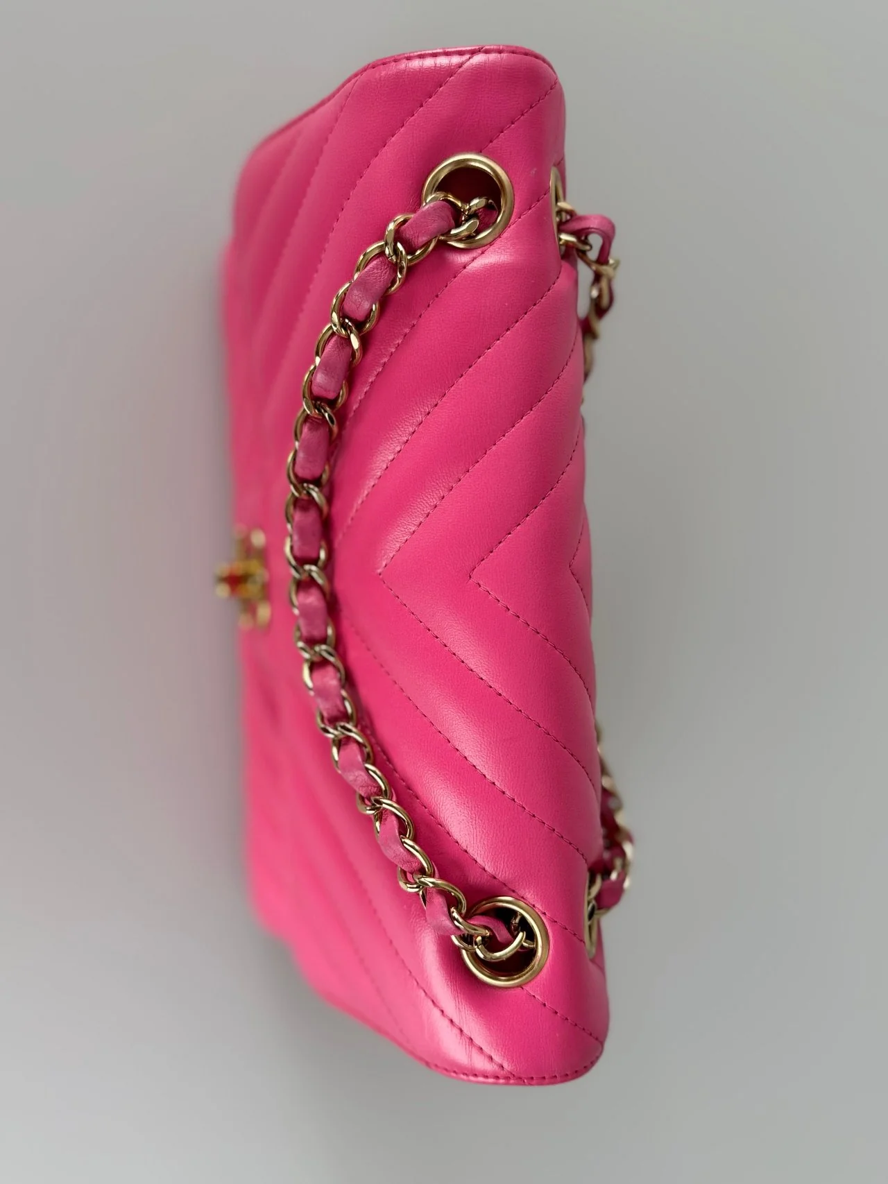 used-Chanel Small Quilted Flap Bag Pink Lambskin-MILOURA