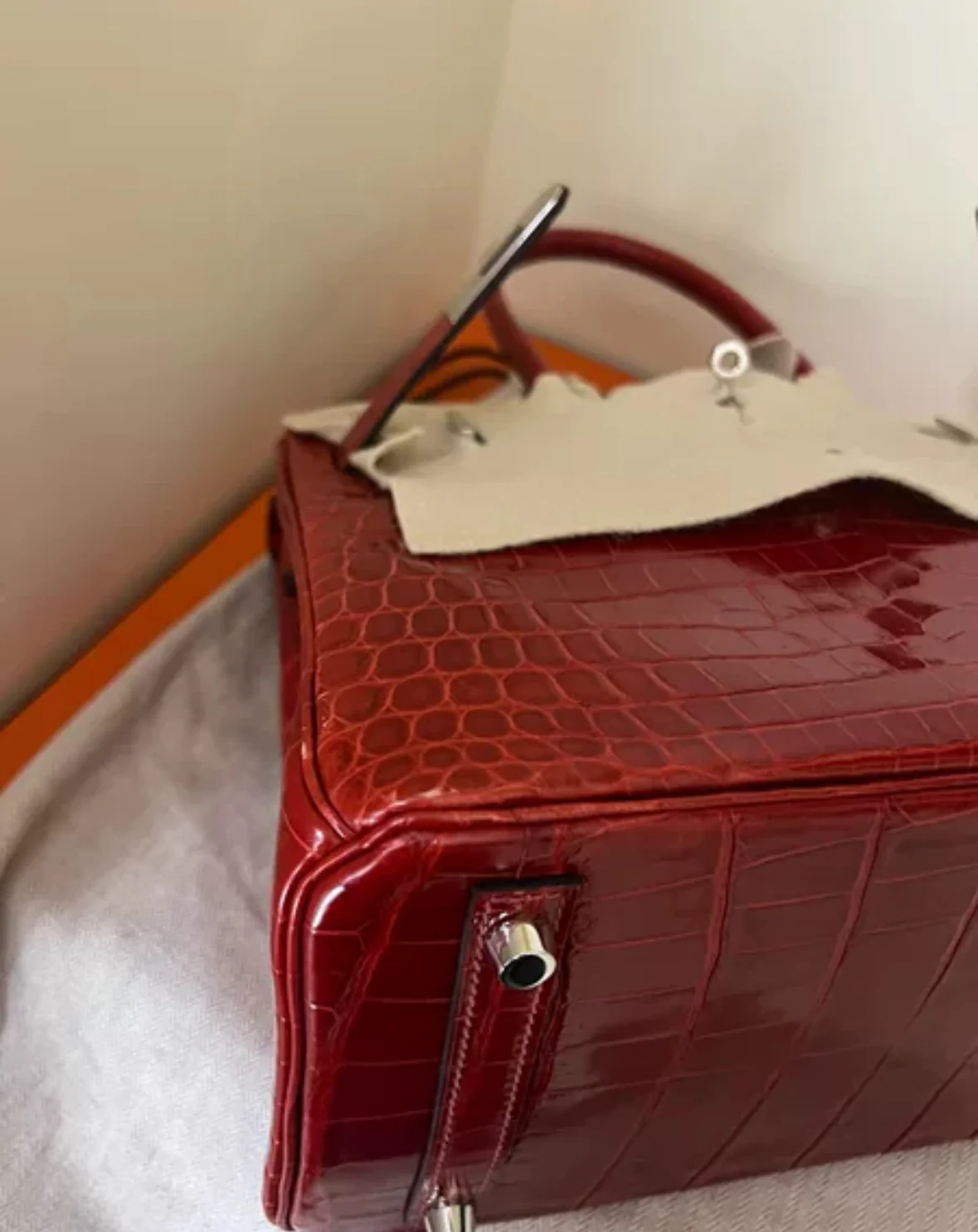 used-Hermes Birkin Bag 30cm in in Braise Shiny Niloticus with Palladium Hardware-MILOURA