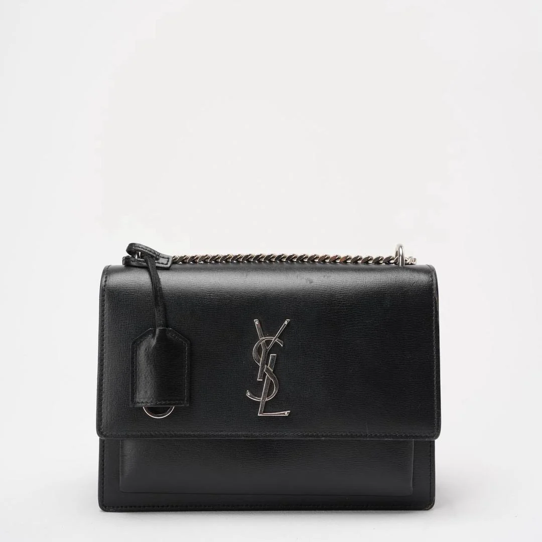 Saint Laurent Black Calfskin Medium Monogram Sunset