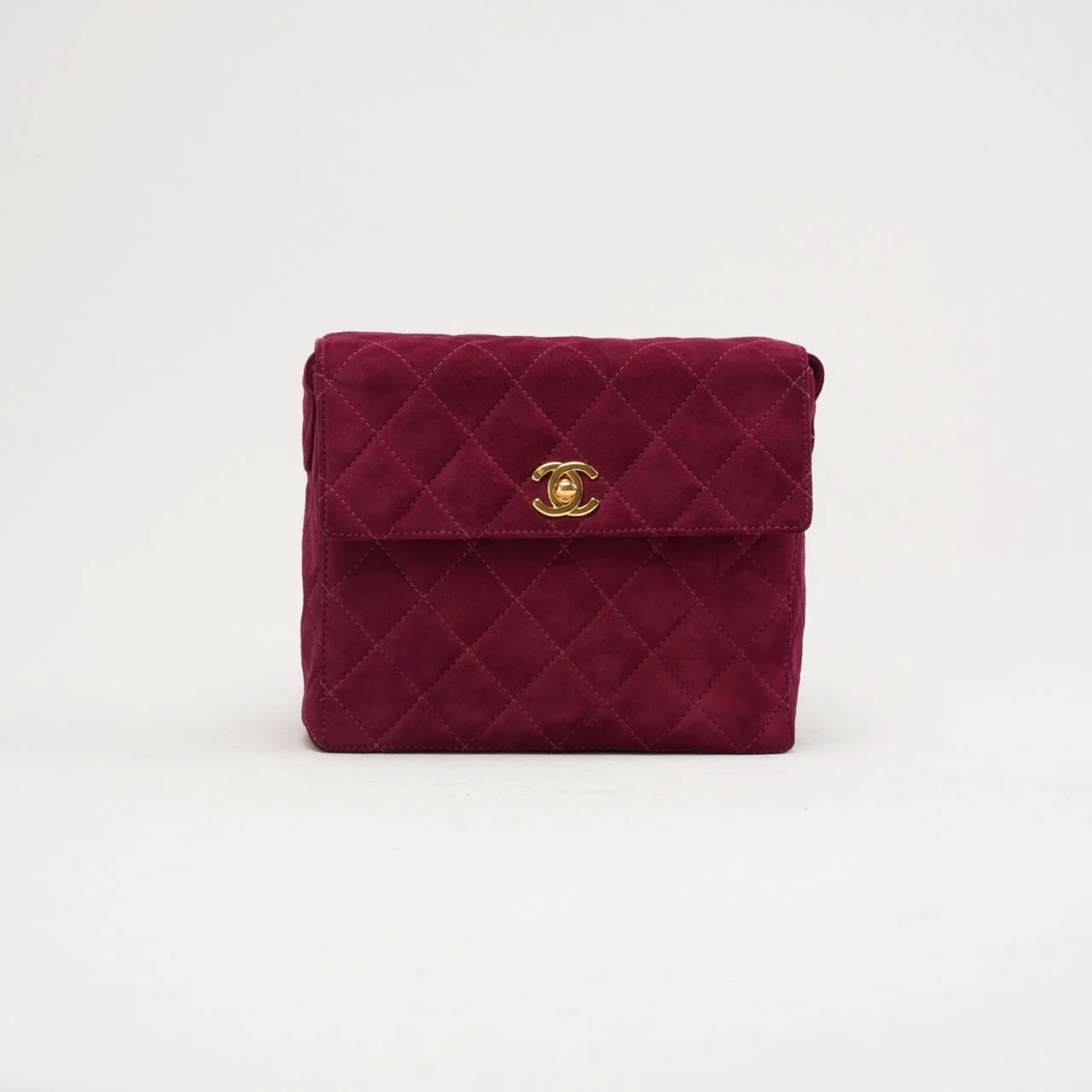 Chanel Vintage Burgundy Red Velvet Mini Square Flap Bag 1997