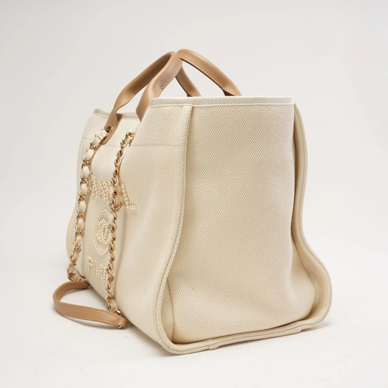 Chanel White Pearls Deauville Shopping Tote 2020