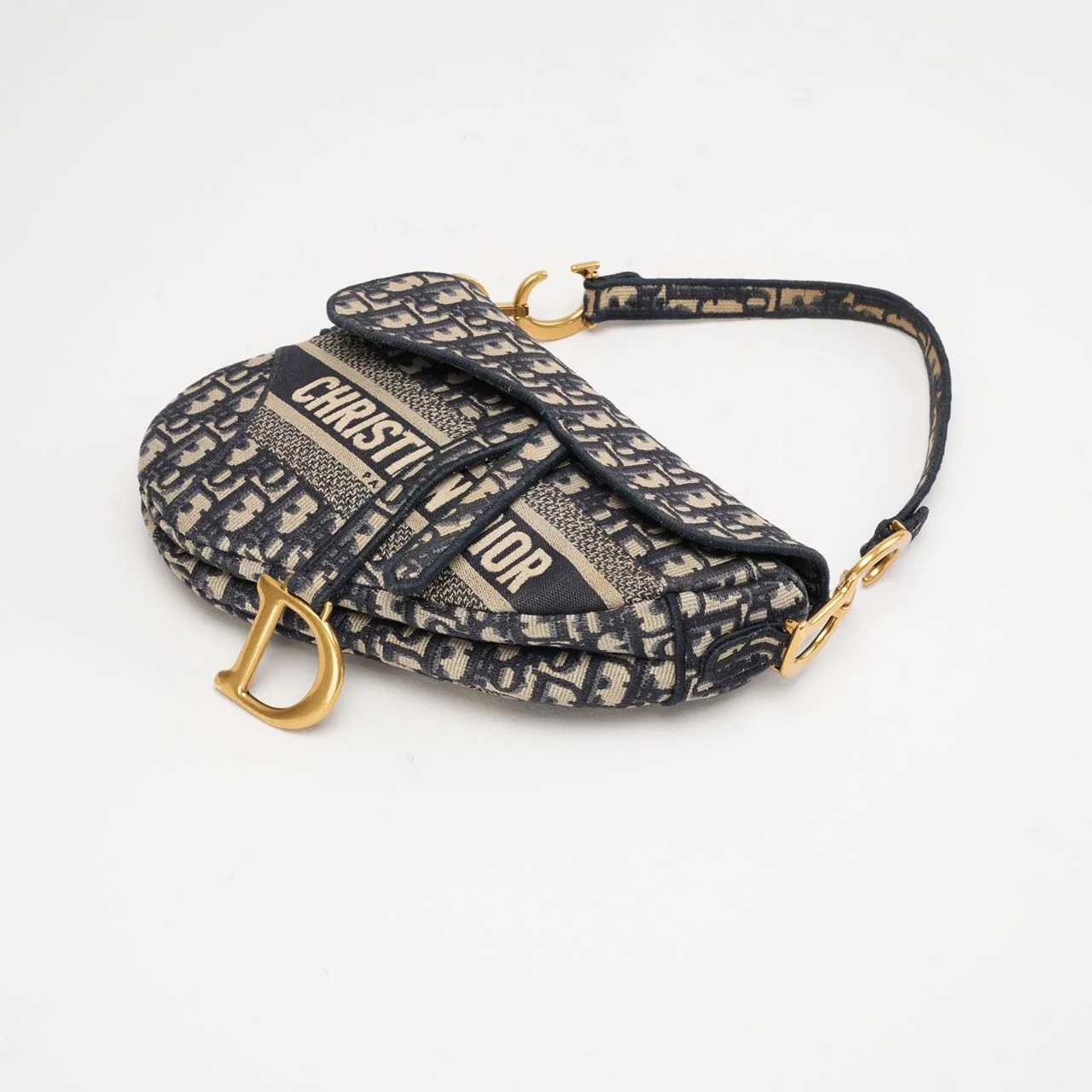 Christian Dior Medium Saddle Oblique Canvas Blue 2019