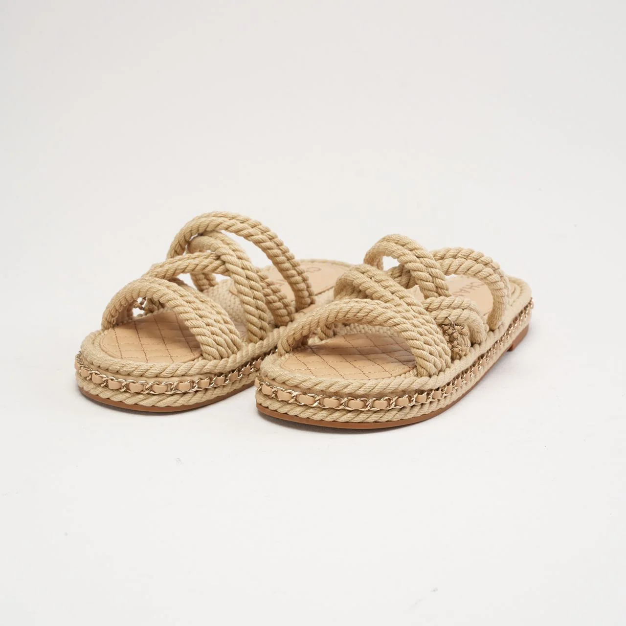 Chanel Coco Mark Mulas Beige Dad Sandals Size 38