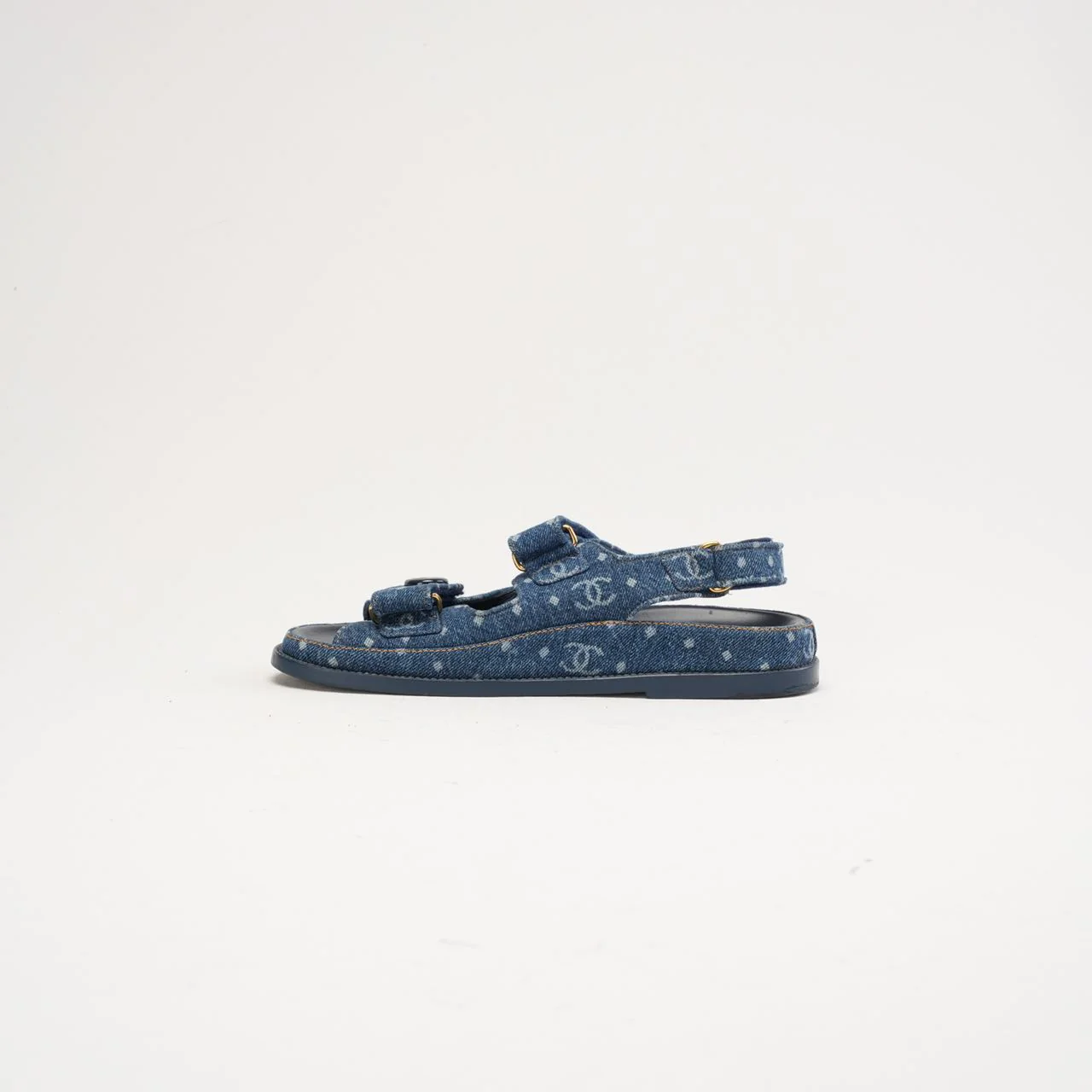Chanel Blue Denim Dad Sandals Size 38.5