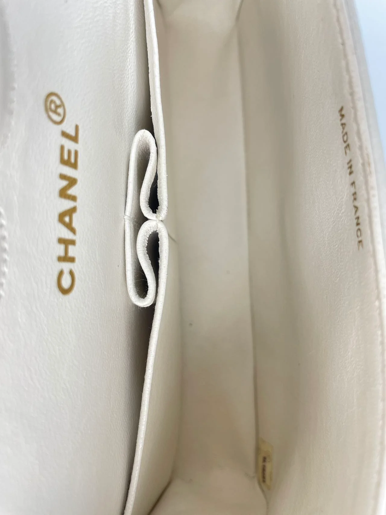 used-Chanel Vinateg White Classic Flap Bag with Gold Hardware-MILOURA