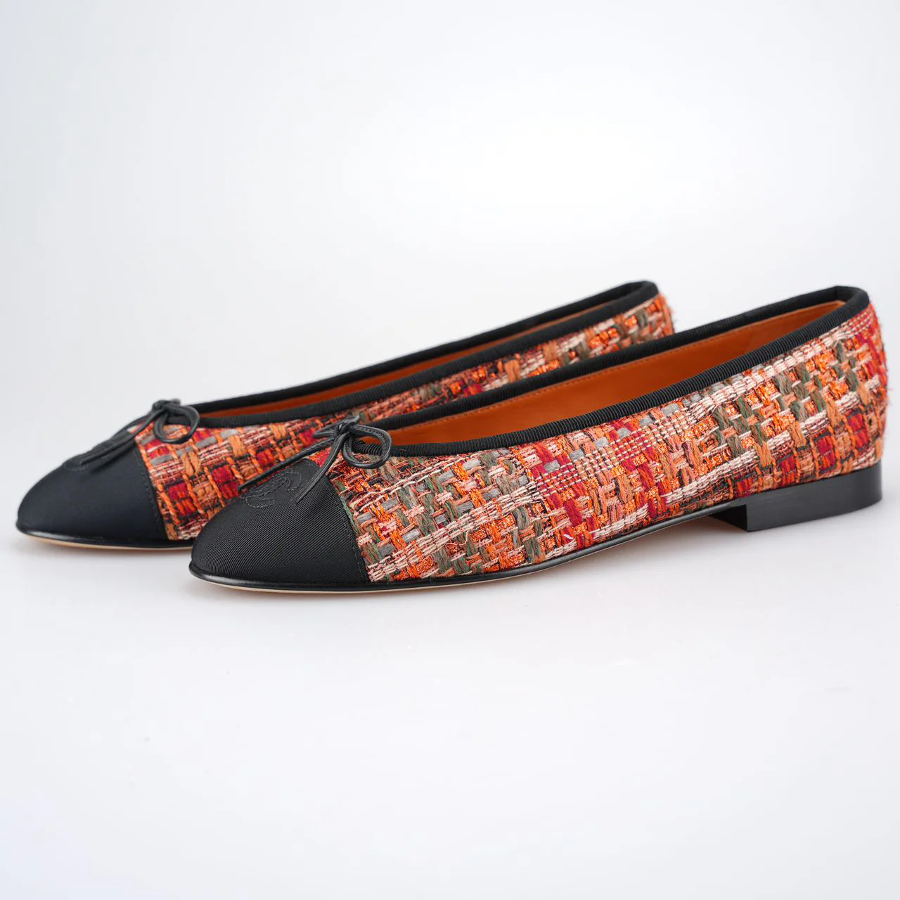 used-Chanel Ballet Flats Multicolor Fabric and Leather CC 38-MILOURA