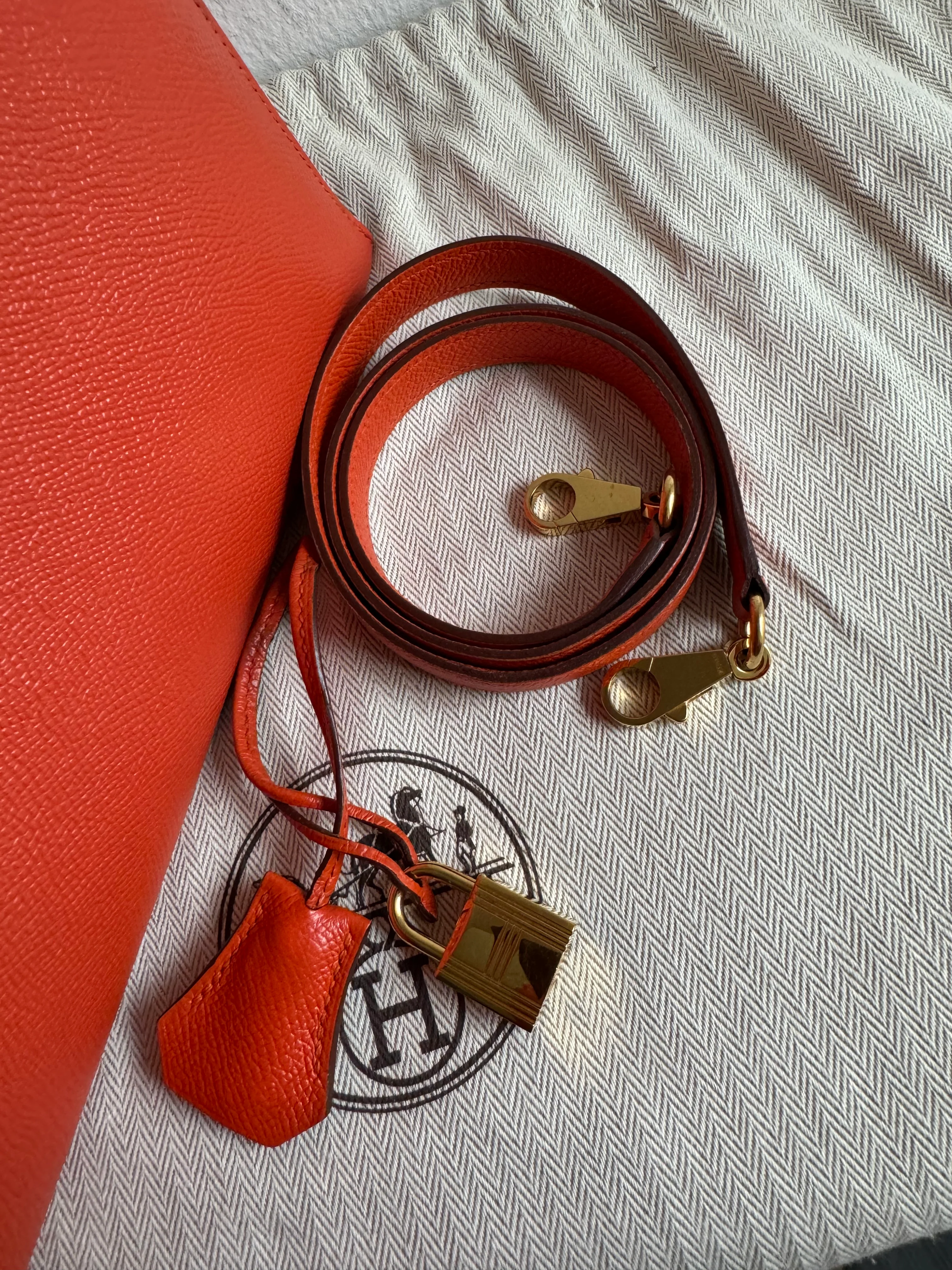 used-Hermes Kelly Sellier Bag 32 in Orange Epsom Leather With Gold Hardware-MILOURA