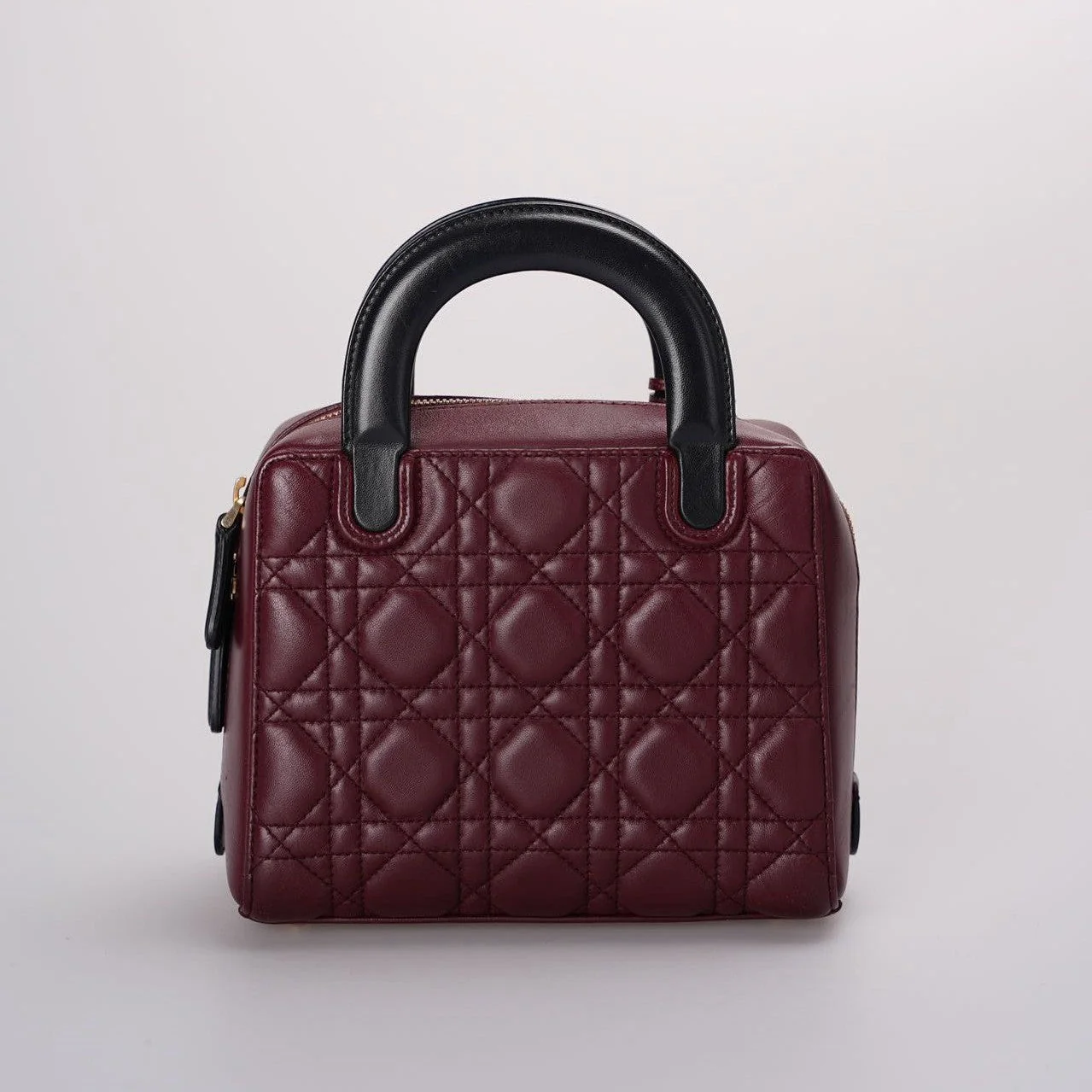 used-Christian Dior Lambskin Burgundy Cannage Lily Tote Bag-MILOURA