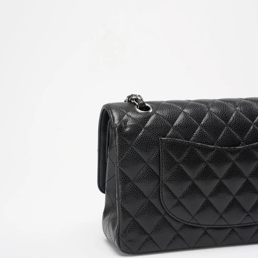Chanel Black Quilted Caviar Medium Classic Double Flap Bag