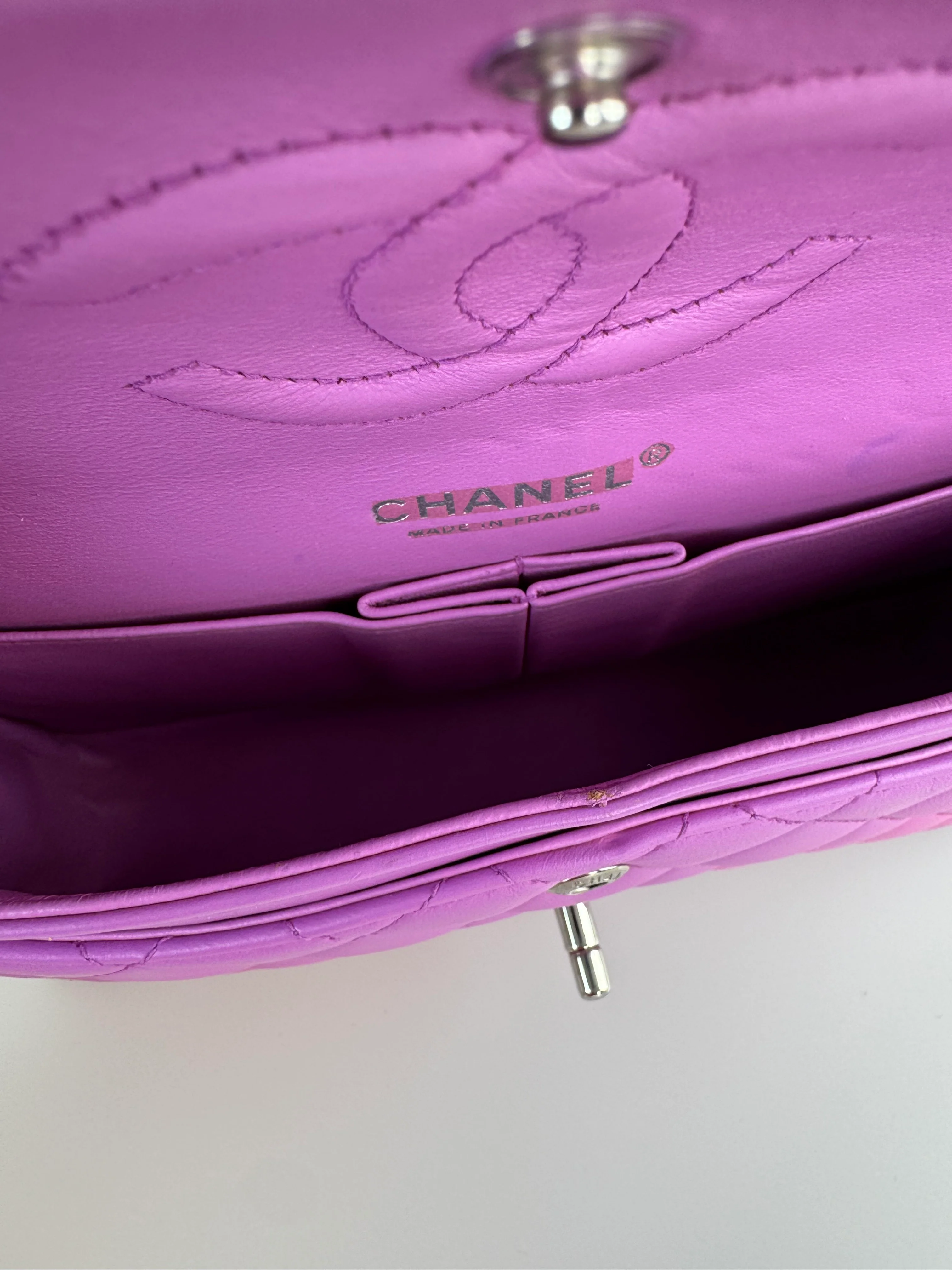 used-Chanel purple medium timeless flap bag-MILOURA