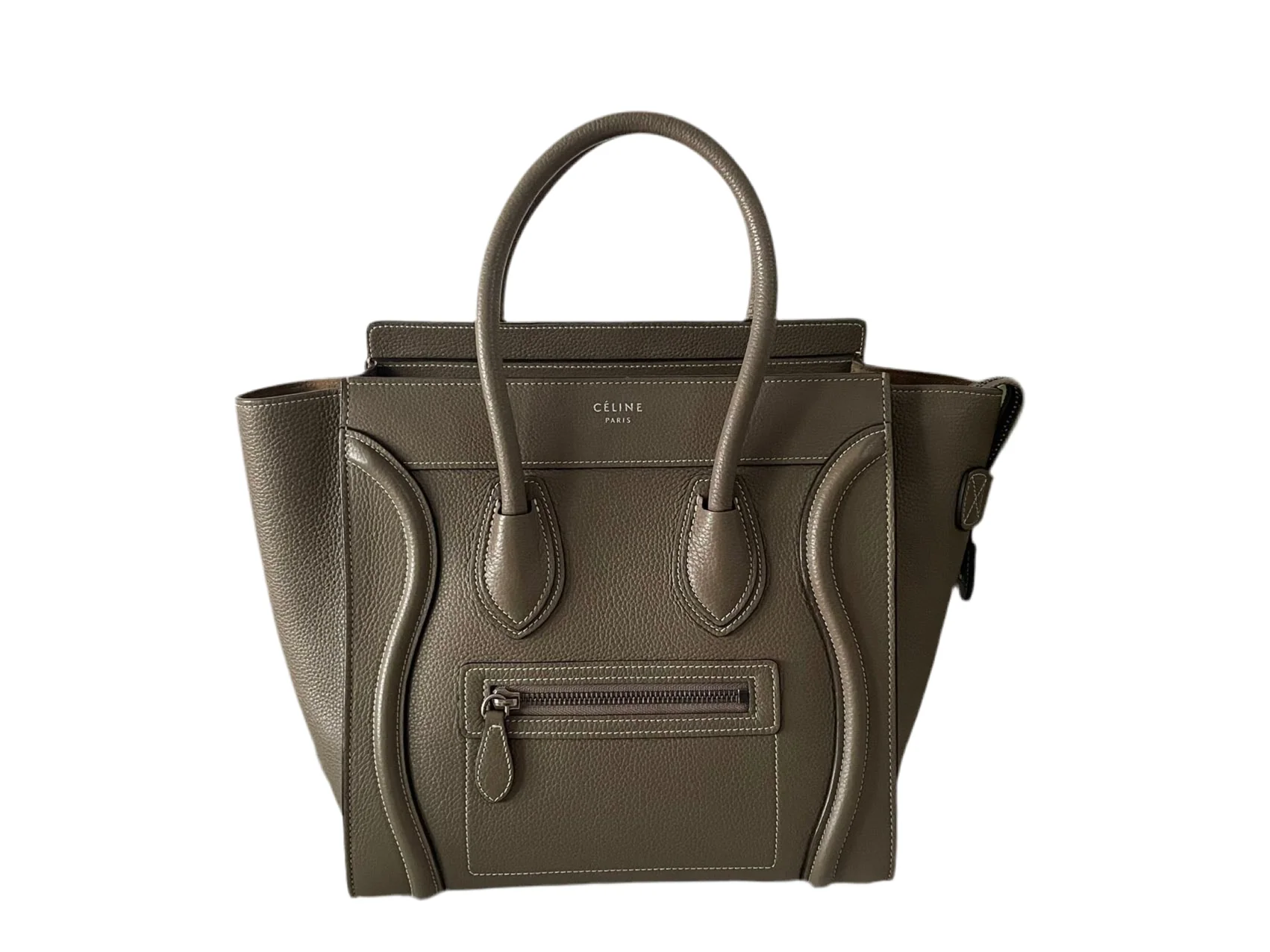 used-CELINE Micro Luggage leather handbag in Grey-MILOURA