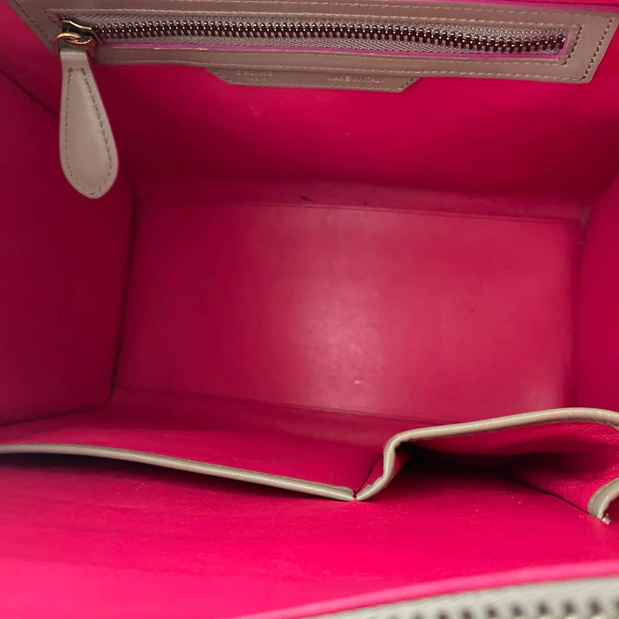 used-CELINE Calfskin Mini Luggage in Beige and Pink-MILOURA