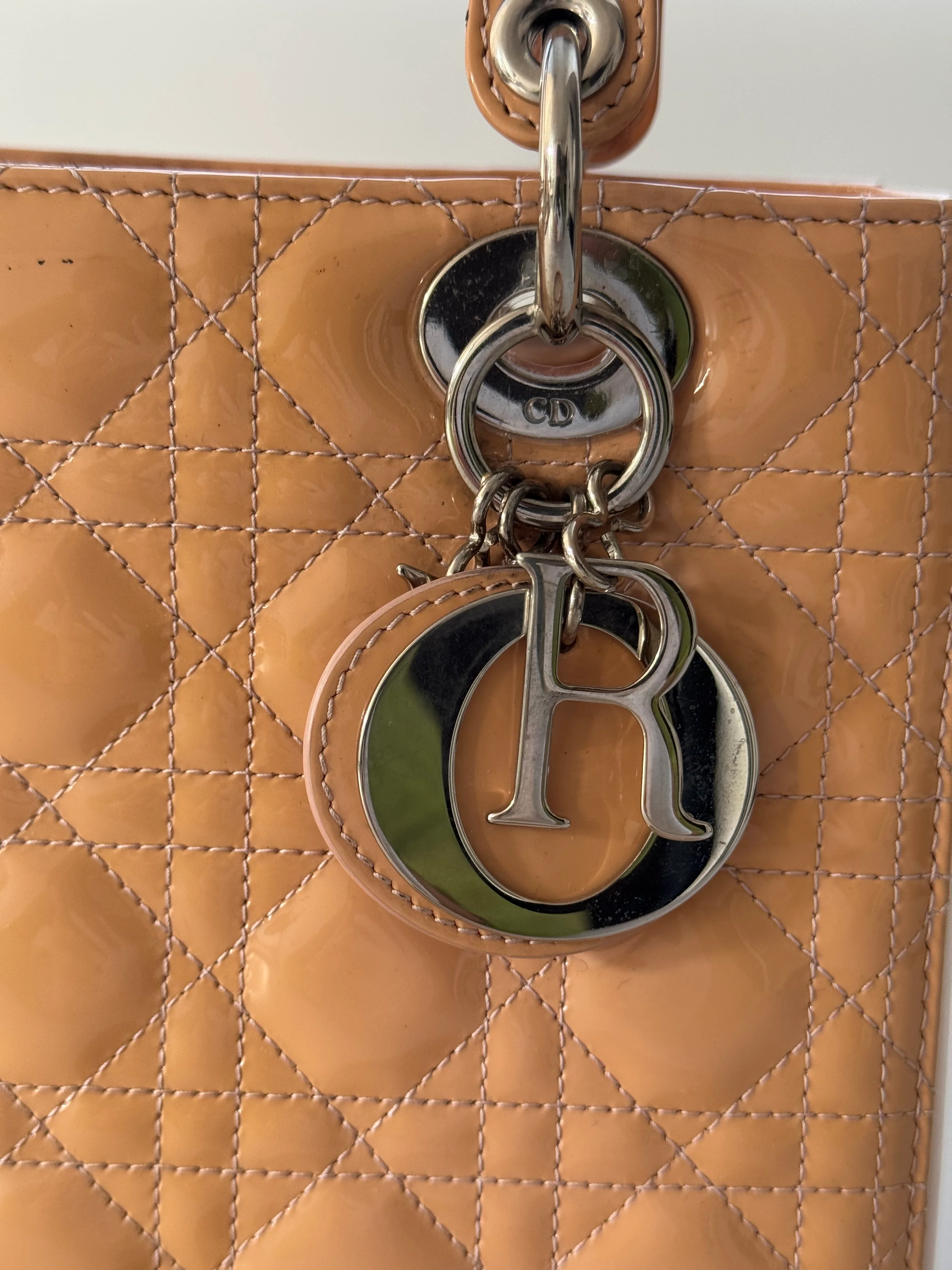 used-Christian Dior Lady Dior bag medium light beige-MILOURA