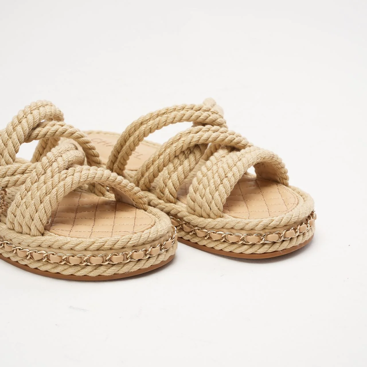 Chanel Coco Mark Mulas Beige Dad Sandals Size 38