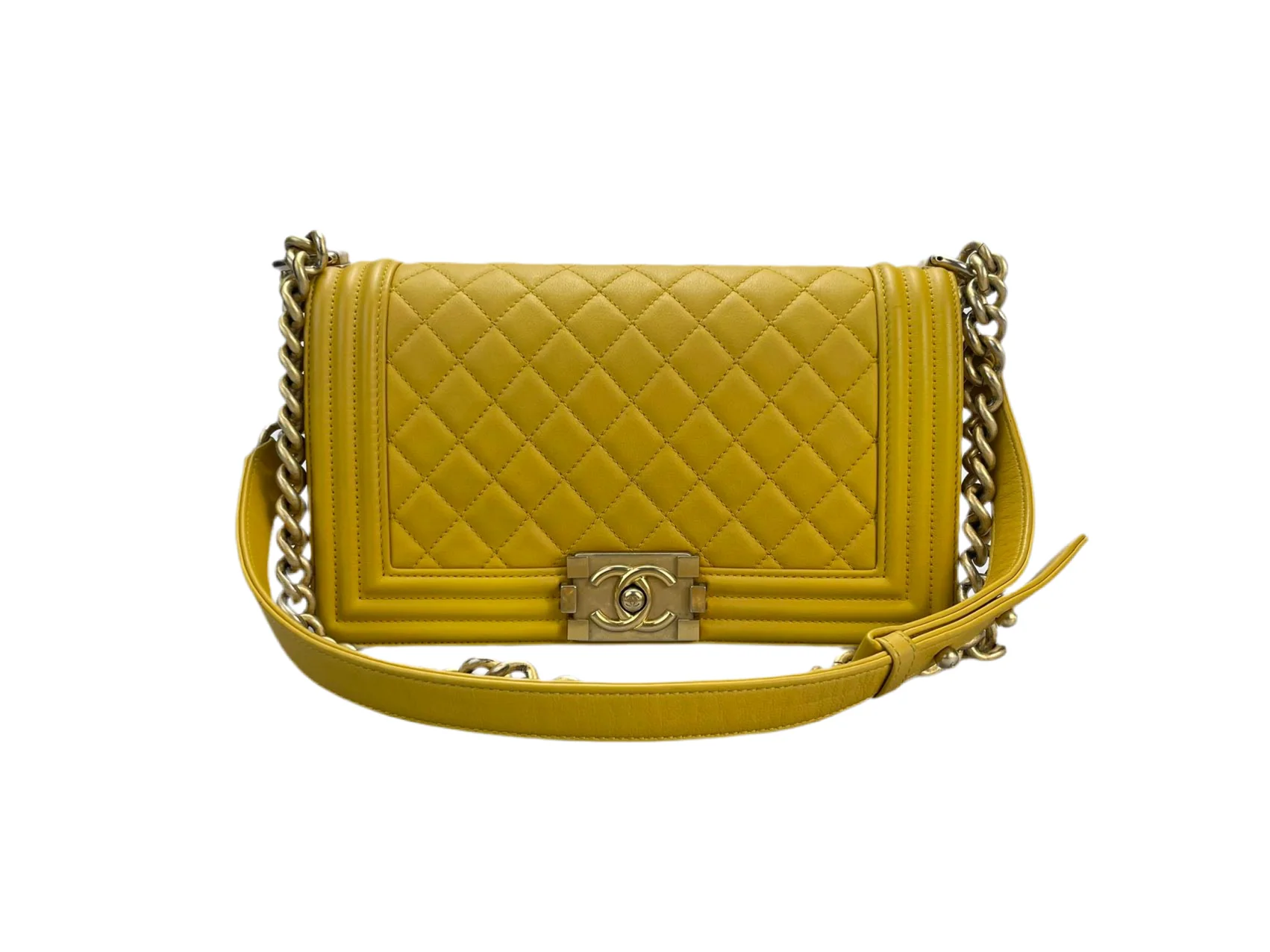 used-Chanel Leboy Medium in Lemon Yellow Bag with Gold Hardware-MILOURA