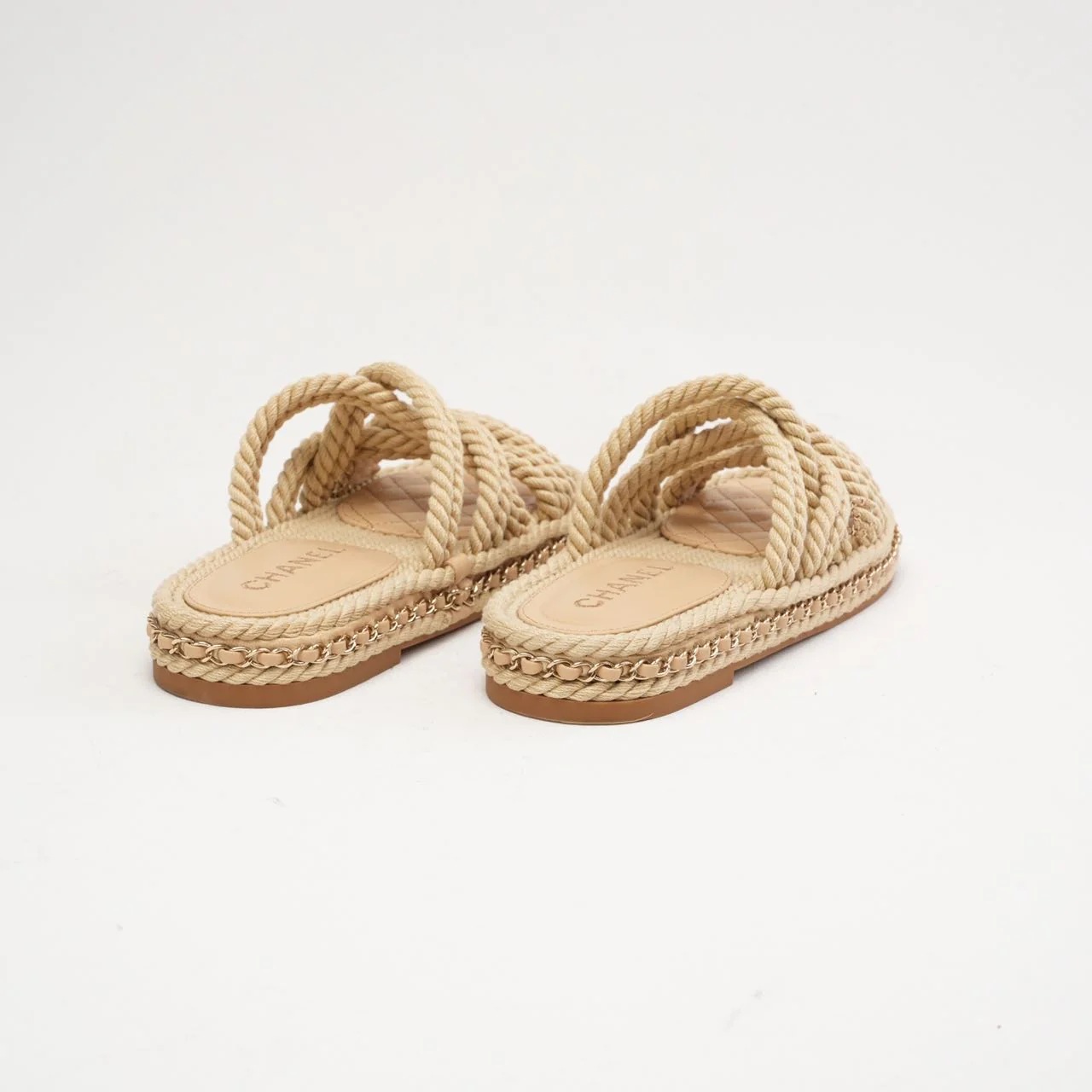 Chanel Coco Mark Mulas Beige Dad Sandals Size 38